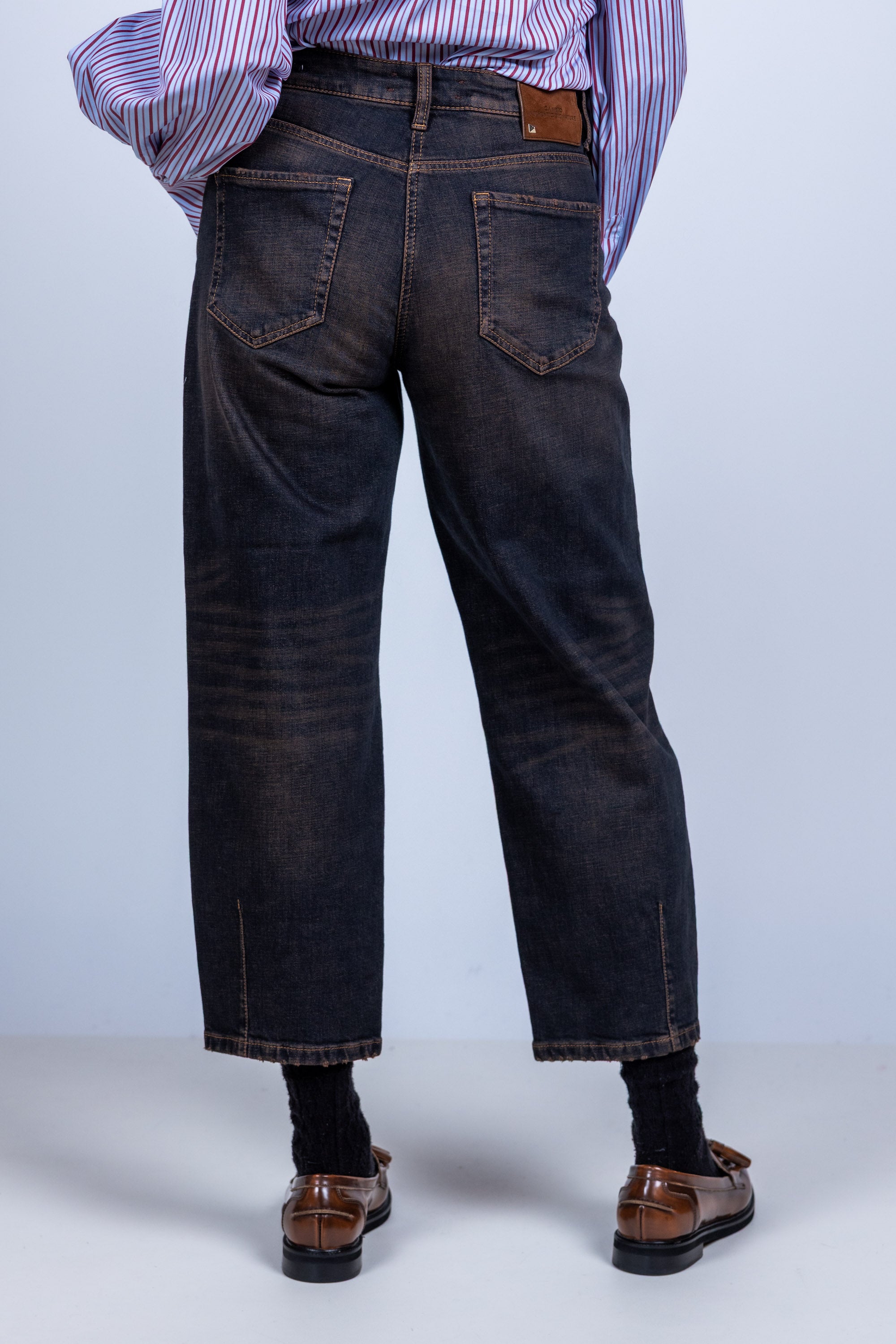 Jeans met balloonfit - Bruindenim