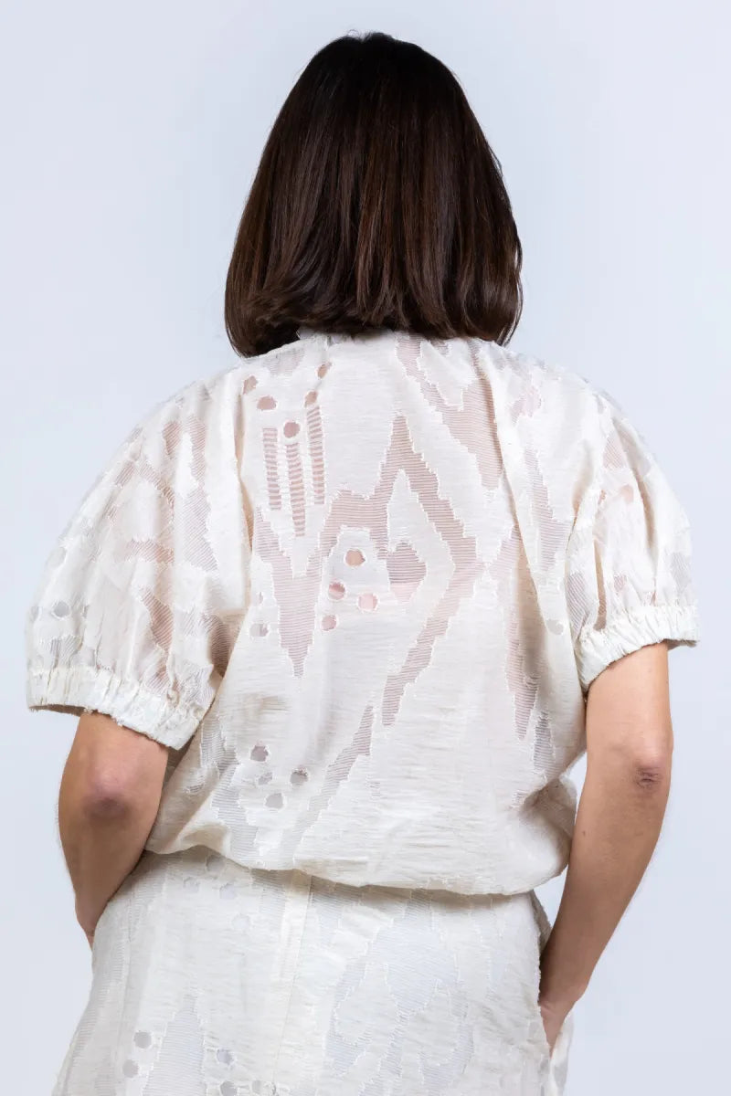 BY-BAR BY-BAR MABEL MIST BLOUSE Blouse met v-hals - Ecru