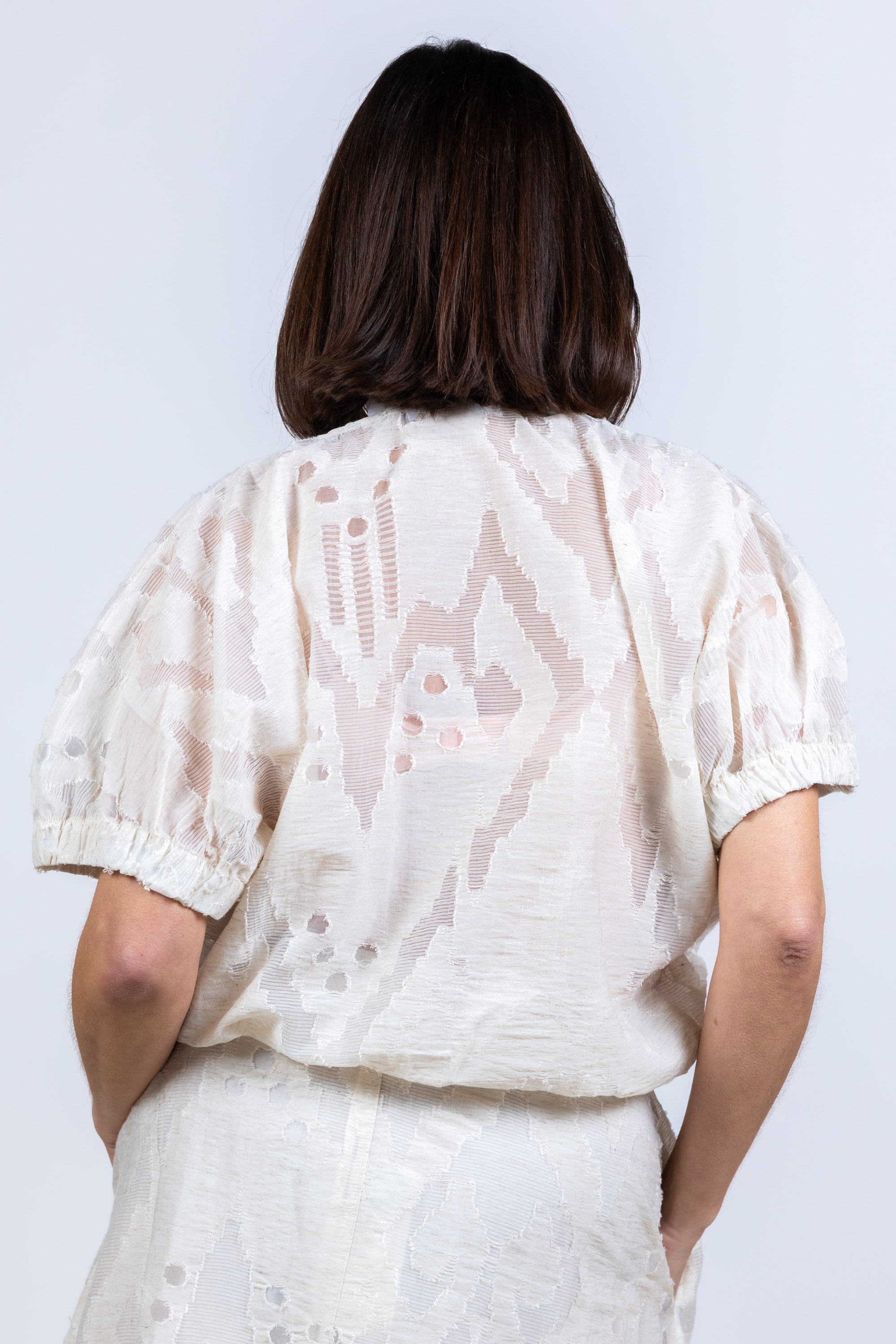 Blouse met v-hals - Ecru