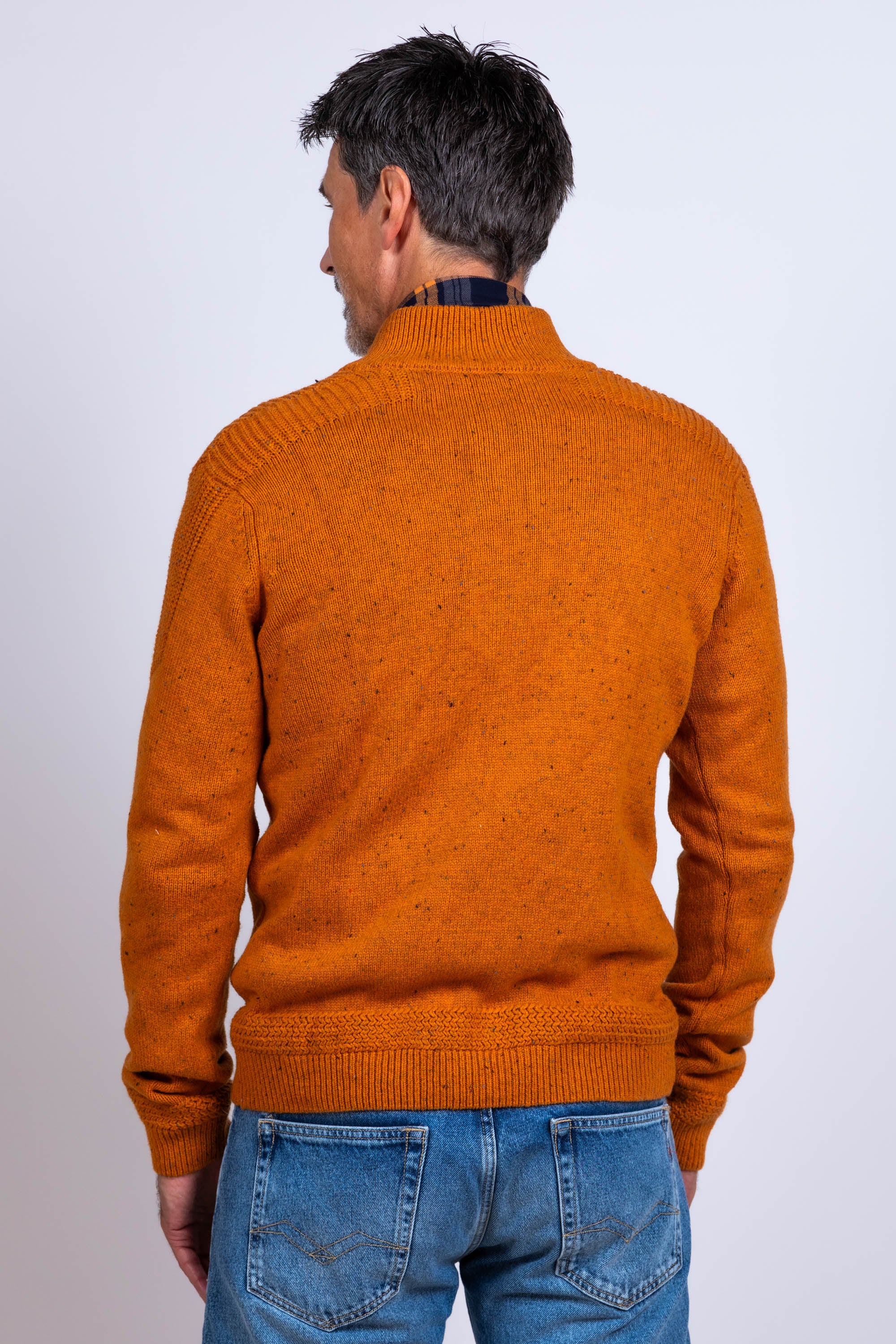 Trui met knoopkraag - Oranje