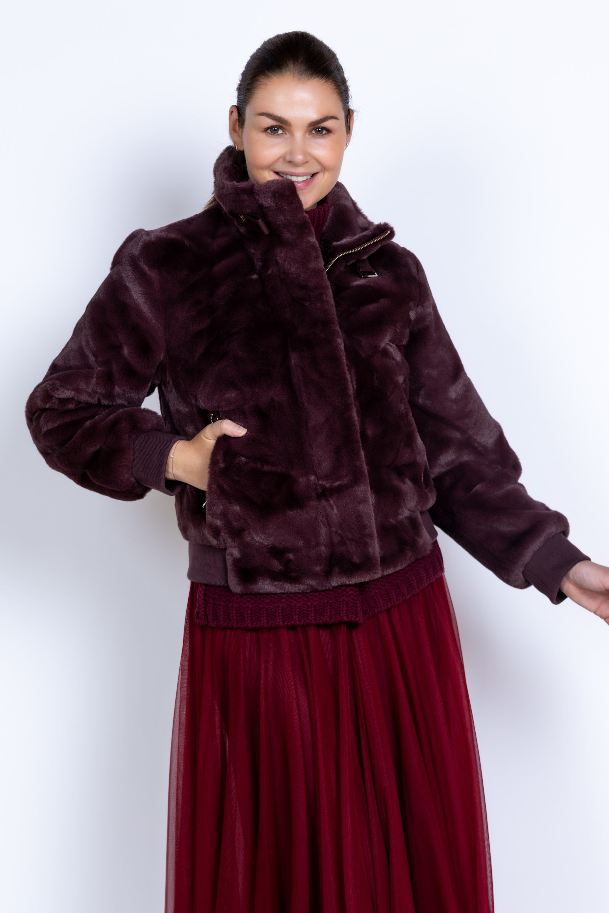Jas met rits - Aubergine/plum