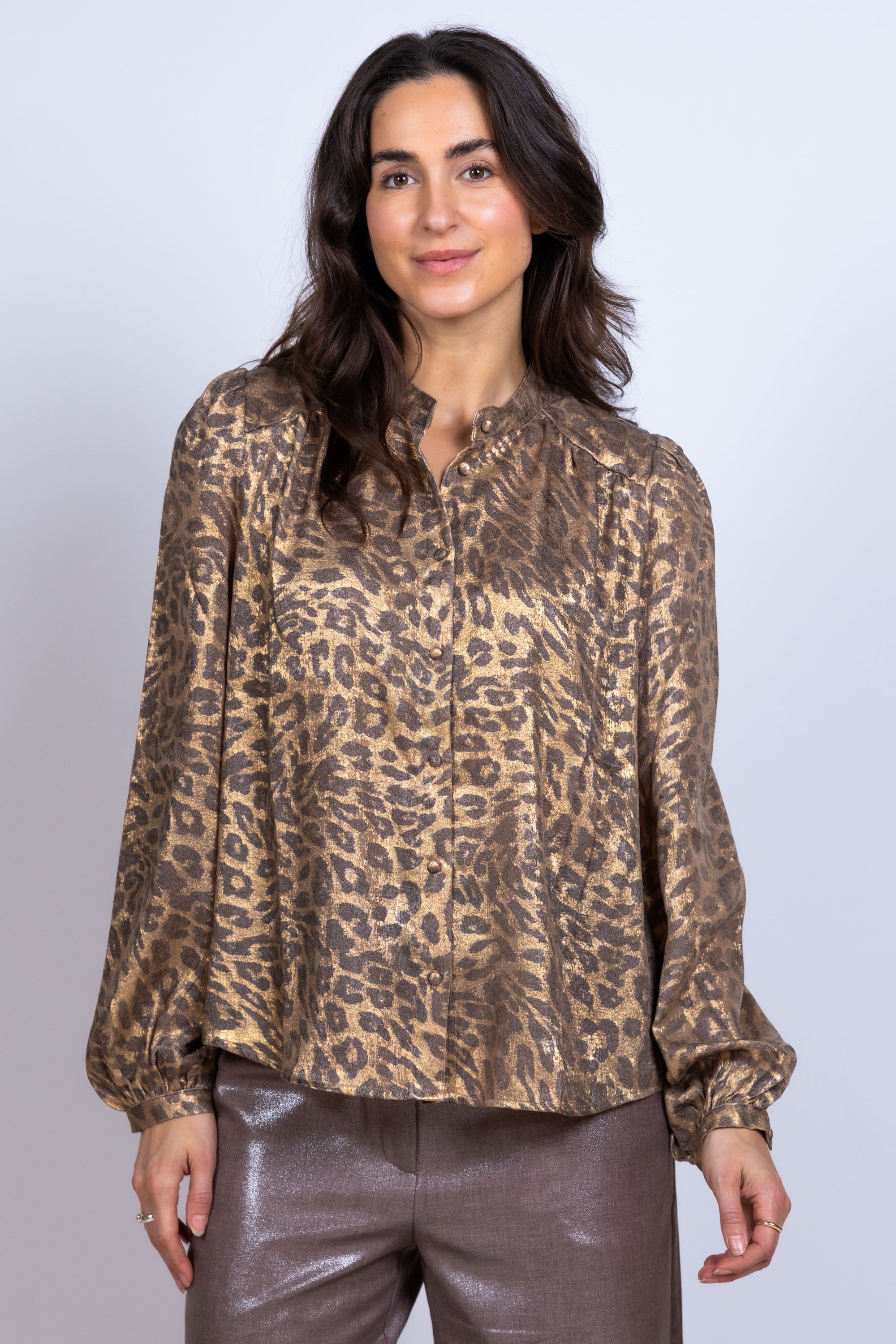Blouse met dessin - Goud