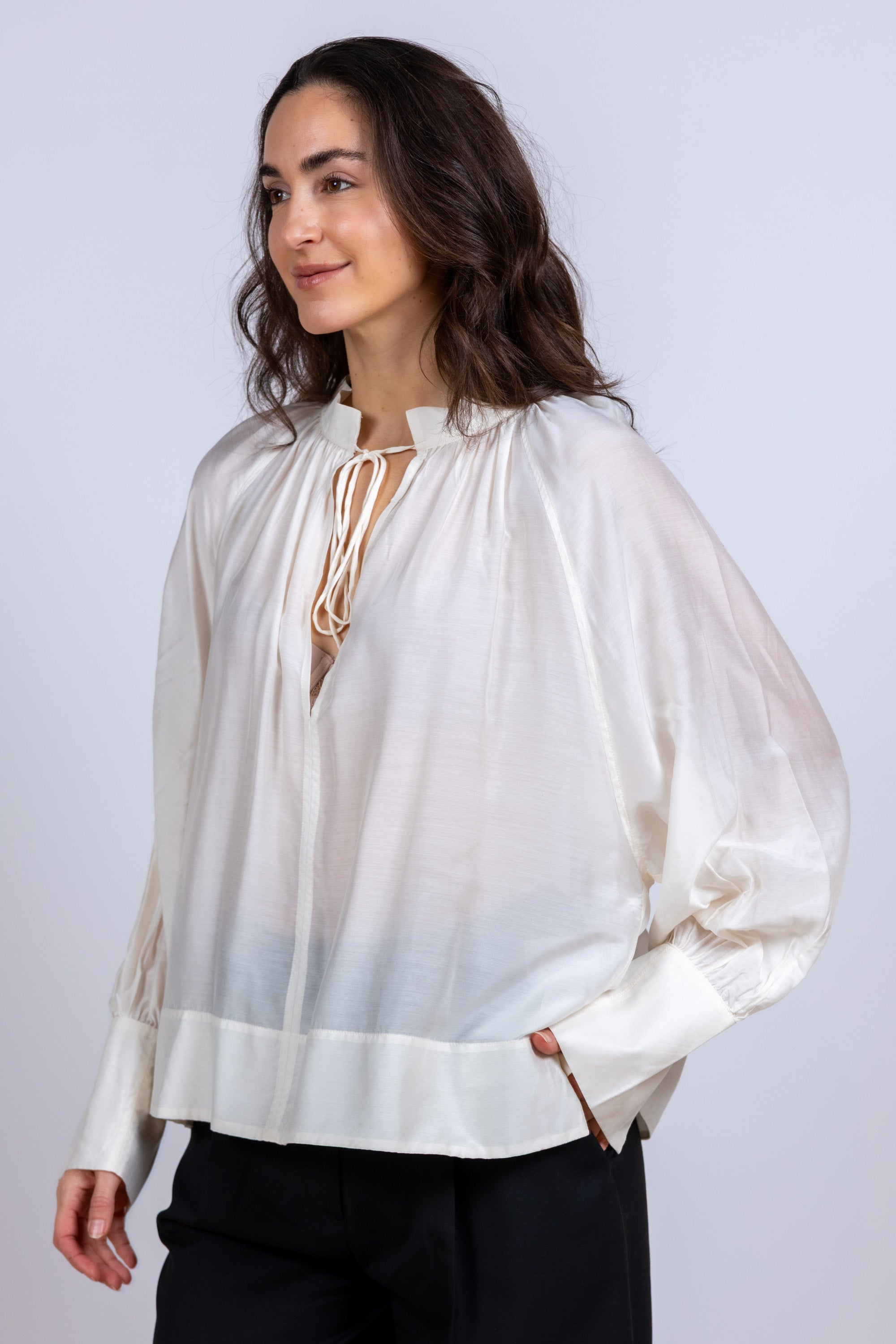 Blouse met strik - Ecru