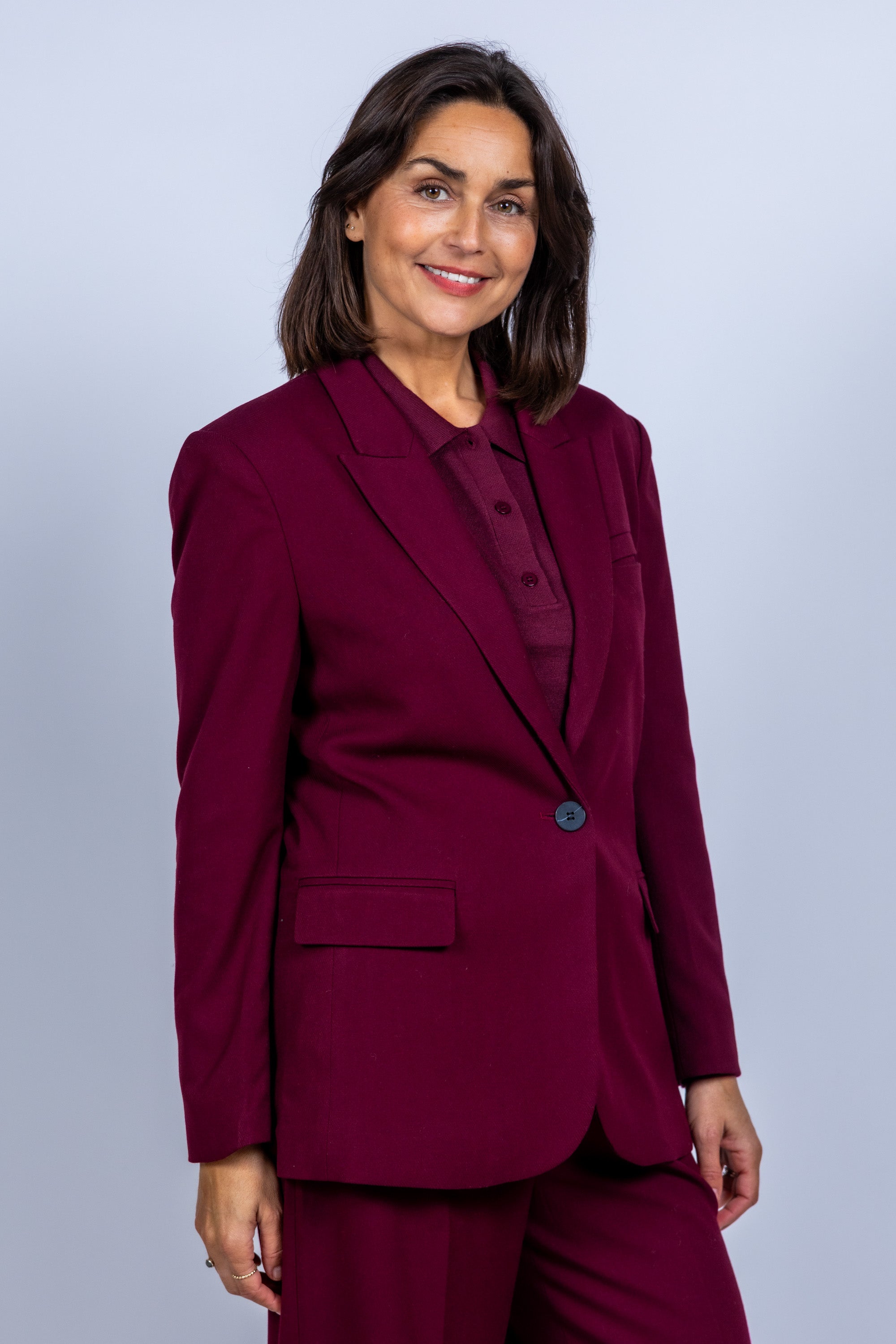 Blazer met knoop - Donkerbordeaux