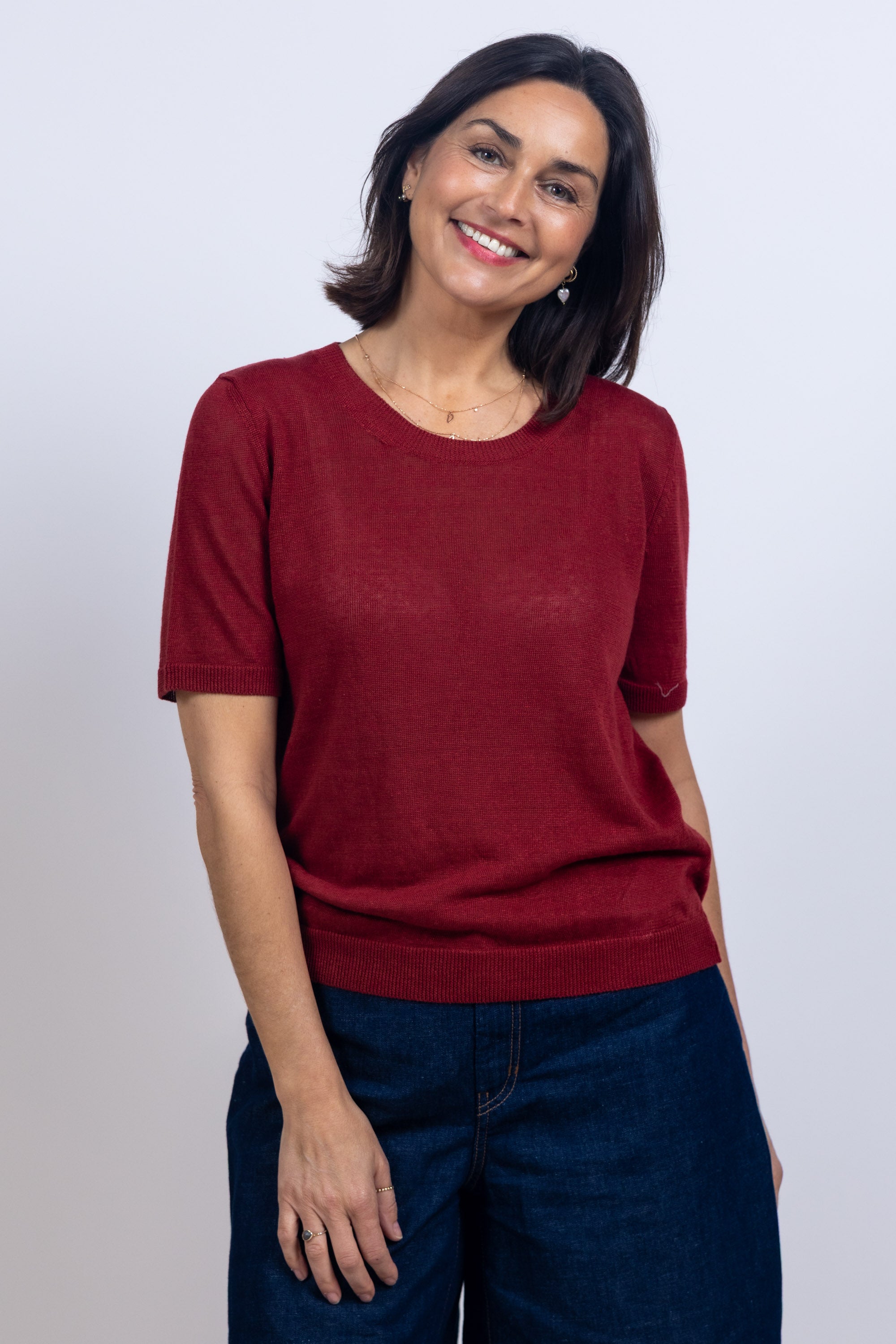 Trui met korte mouwen - Steenrood