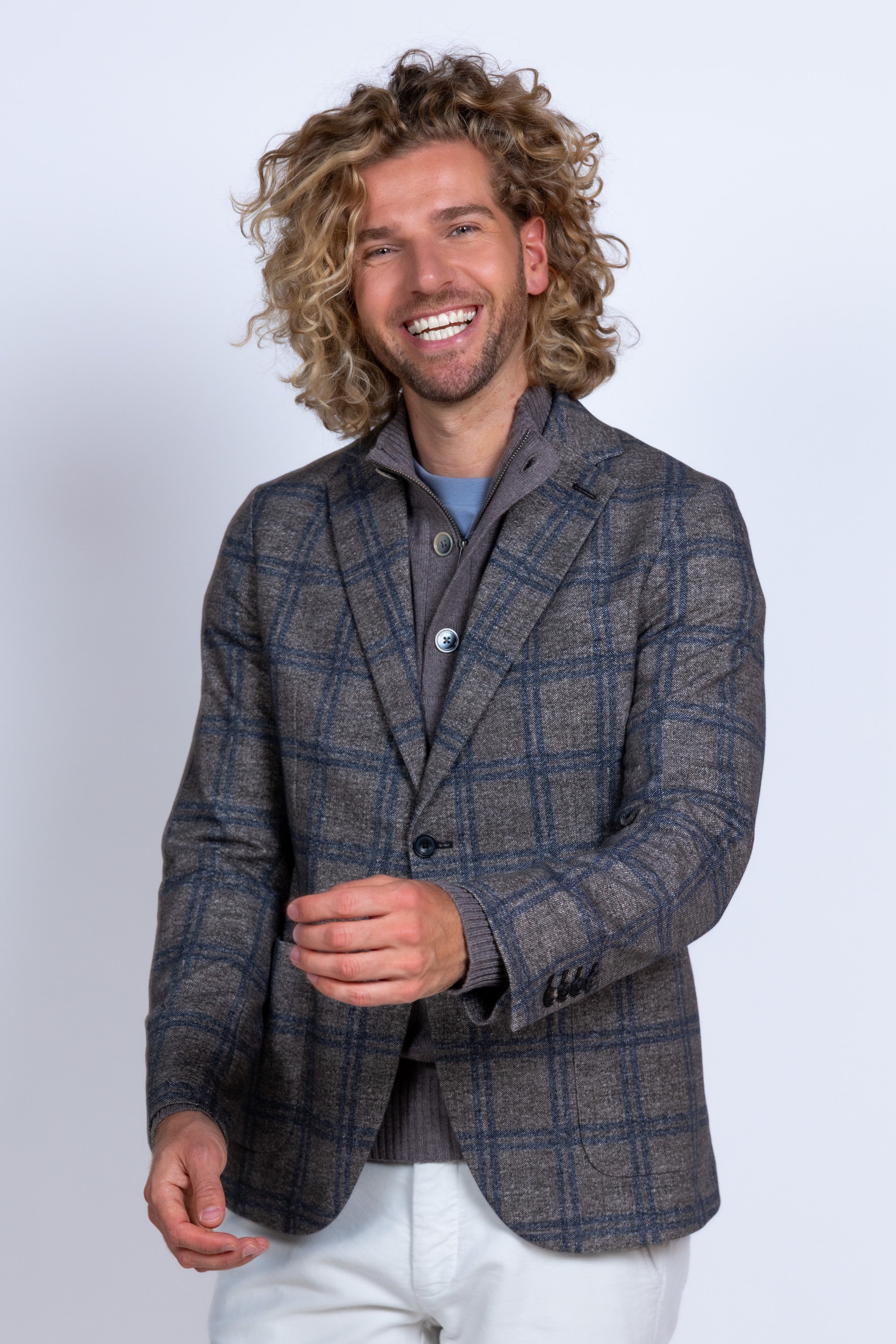 Blazer met ruit - Bruin