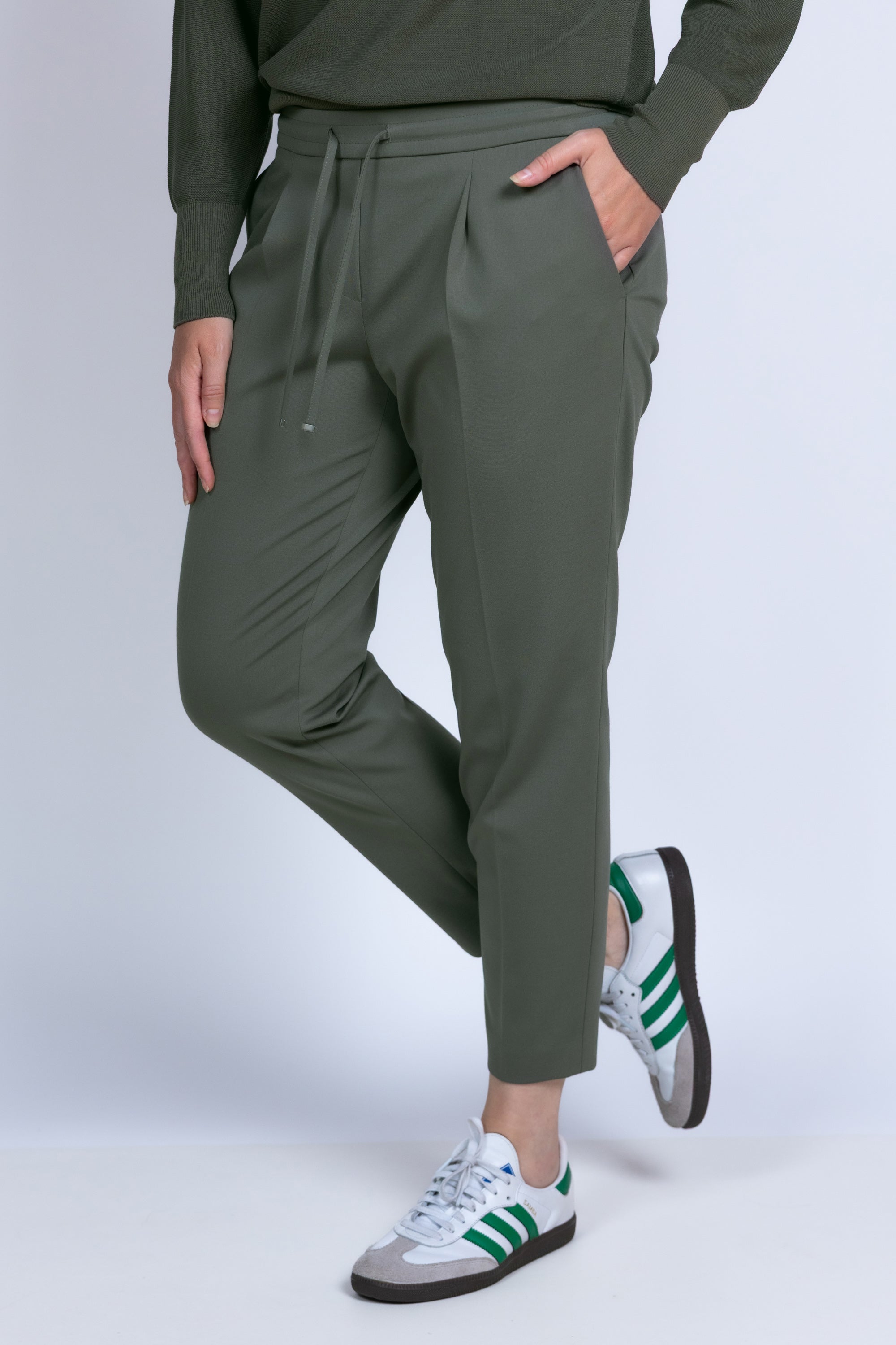 Broek met tailleband - Olijfgroen