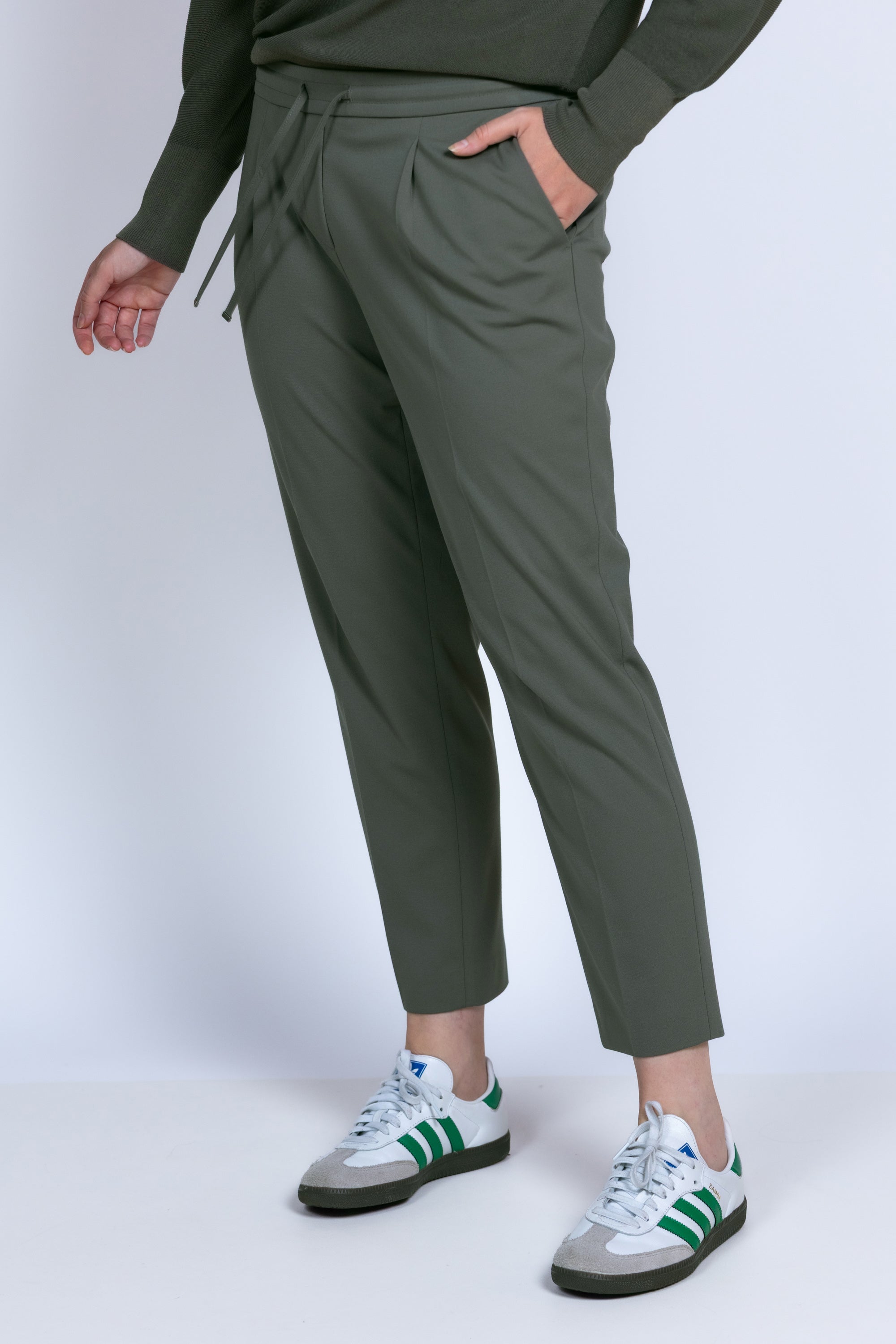 Broek met tailleband - Olijfgroen