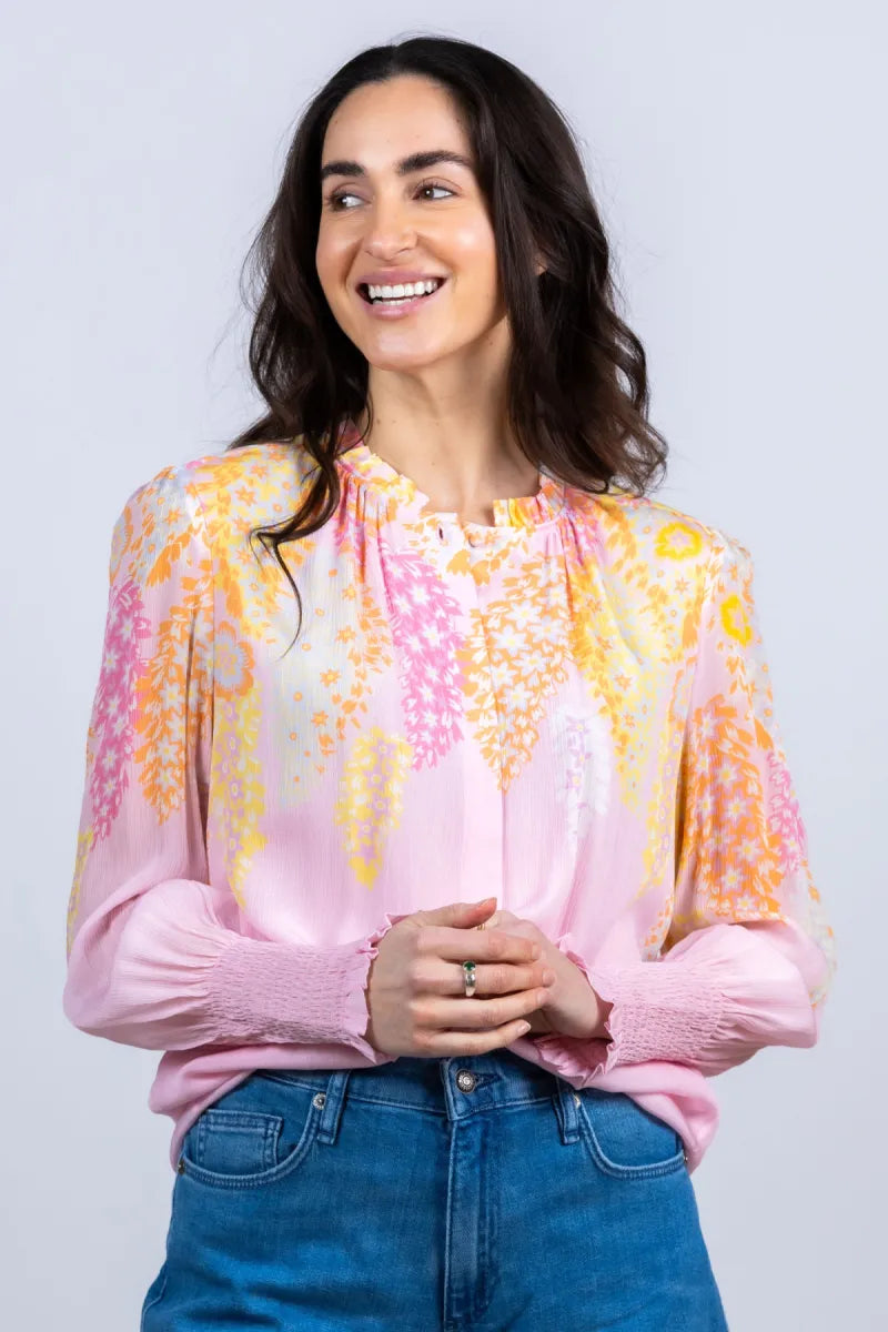 HERZENS Blouse met bloemenprint - Roze