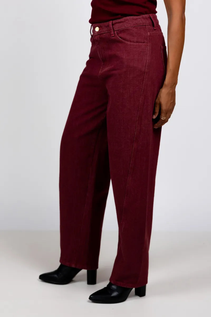 BY-BAR BY-BAR BEGUM WINE JEANS Balloon fit jeans - Donkerbordeaux