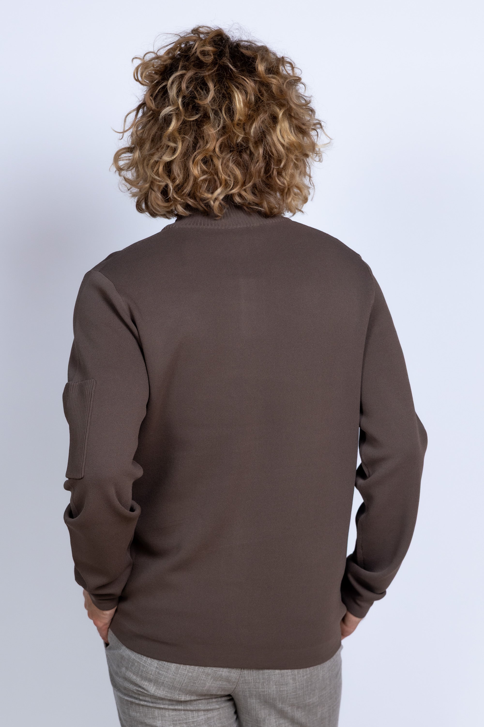 Trui met opstaande kraag - Taupe