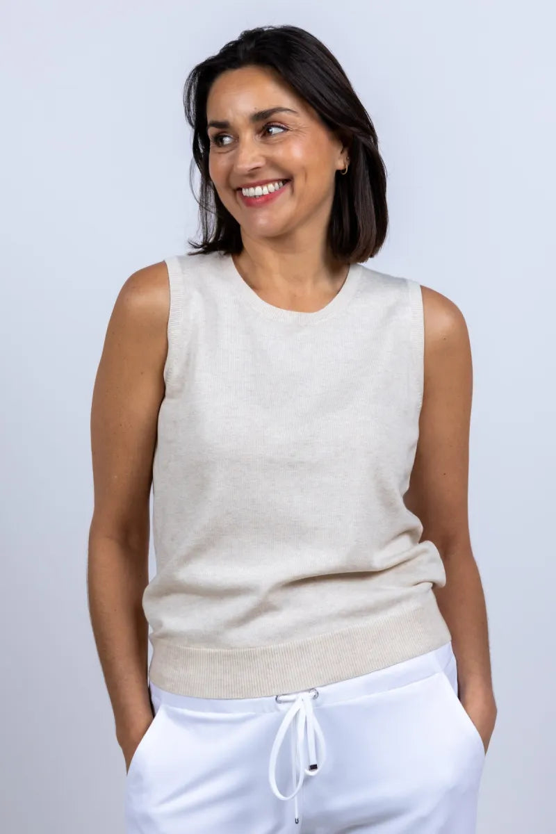 REPEAT REPEAT 400601 Mouwloze top - Beige