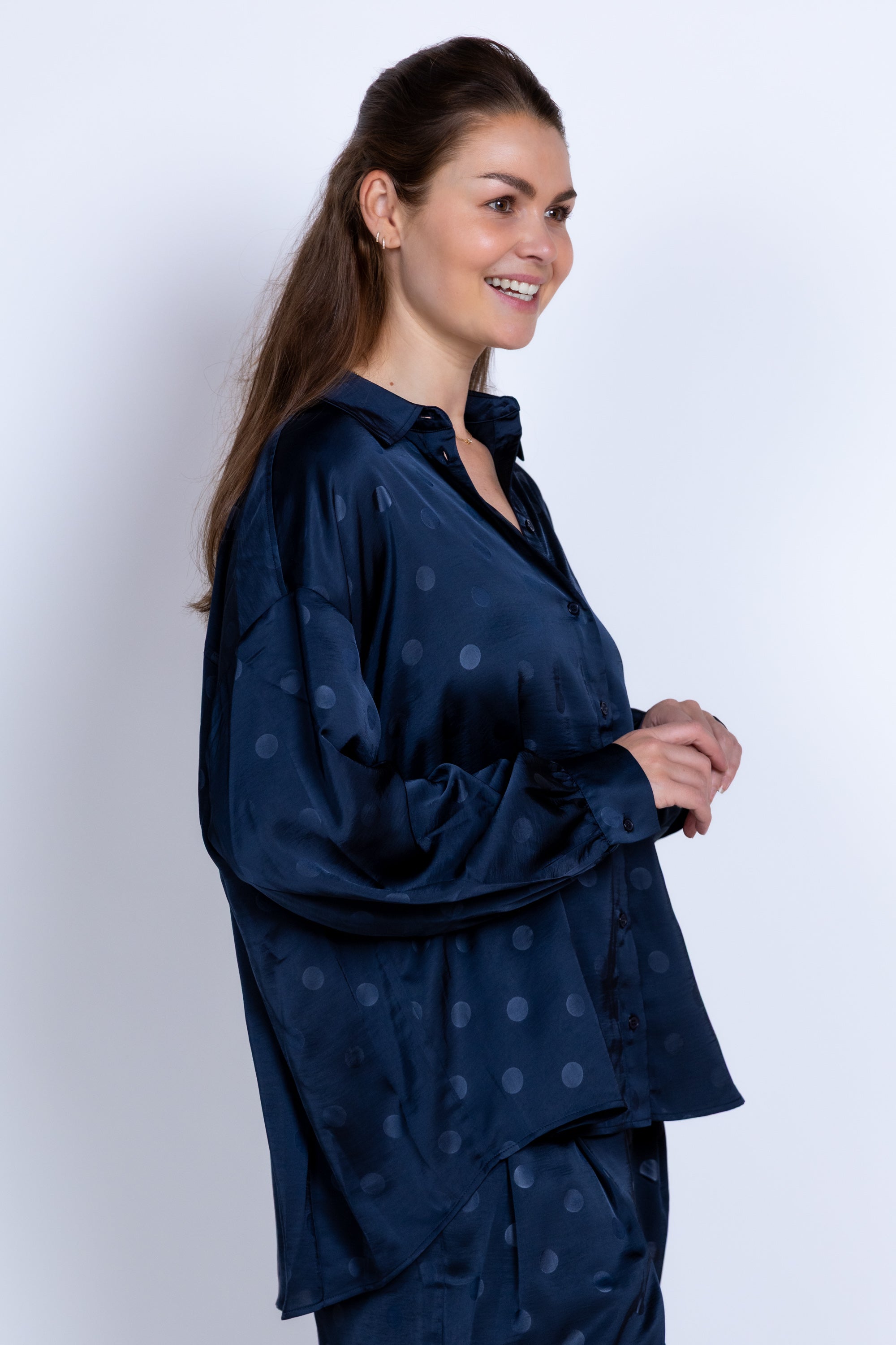 Blouse met stippen - Marine