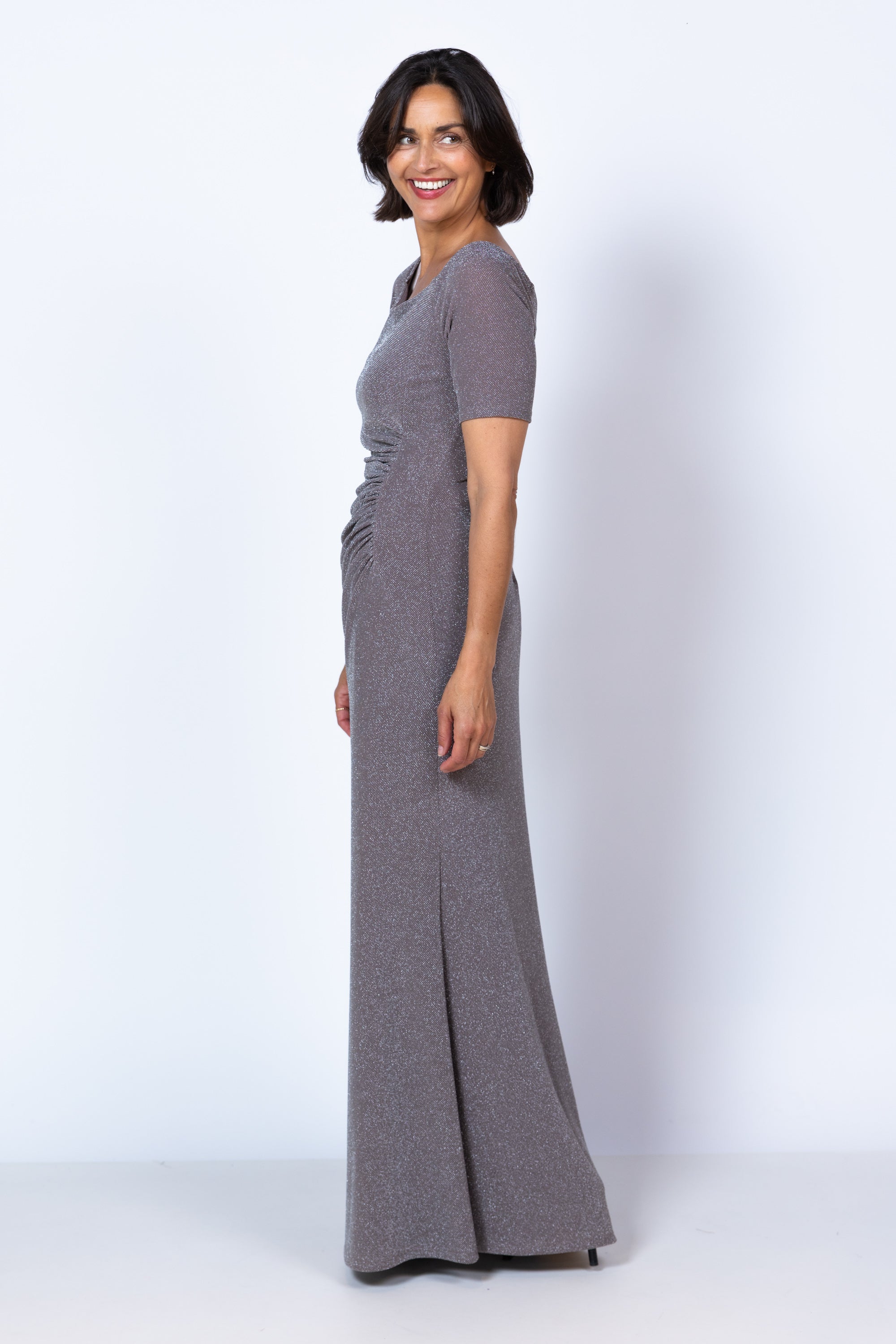 Jurk met plooien - Taupe