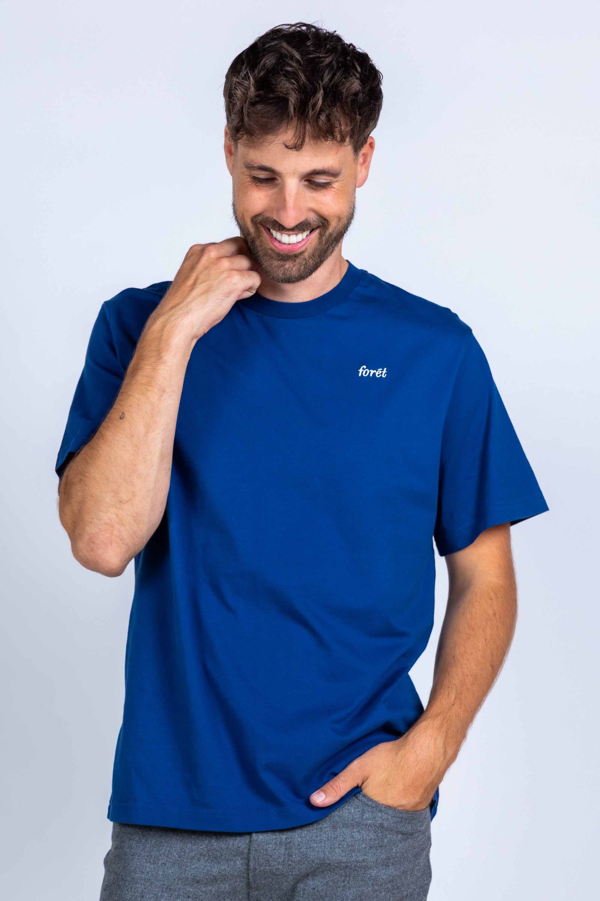 T-shirt met print - Kobaltblauw