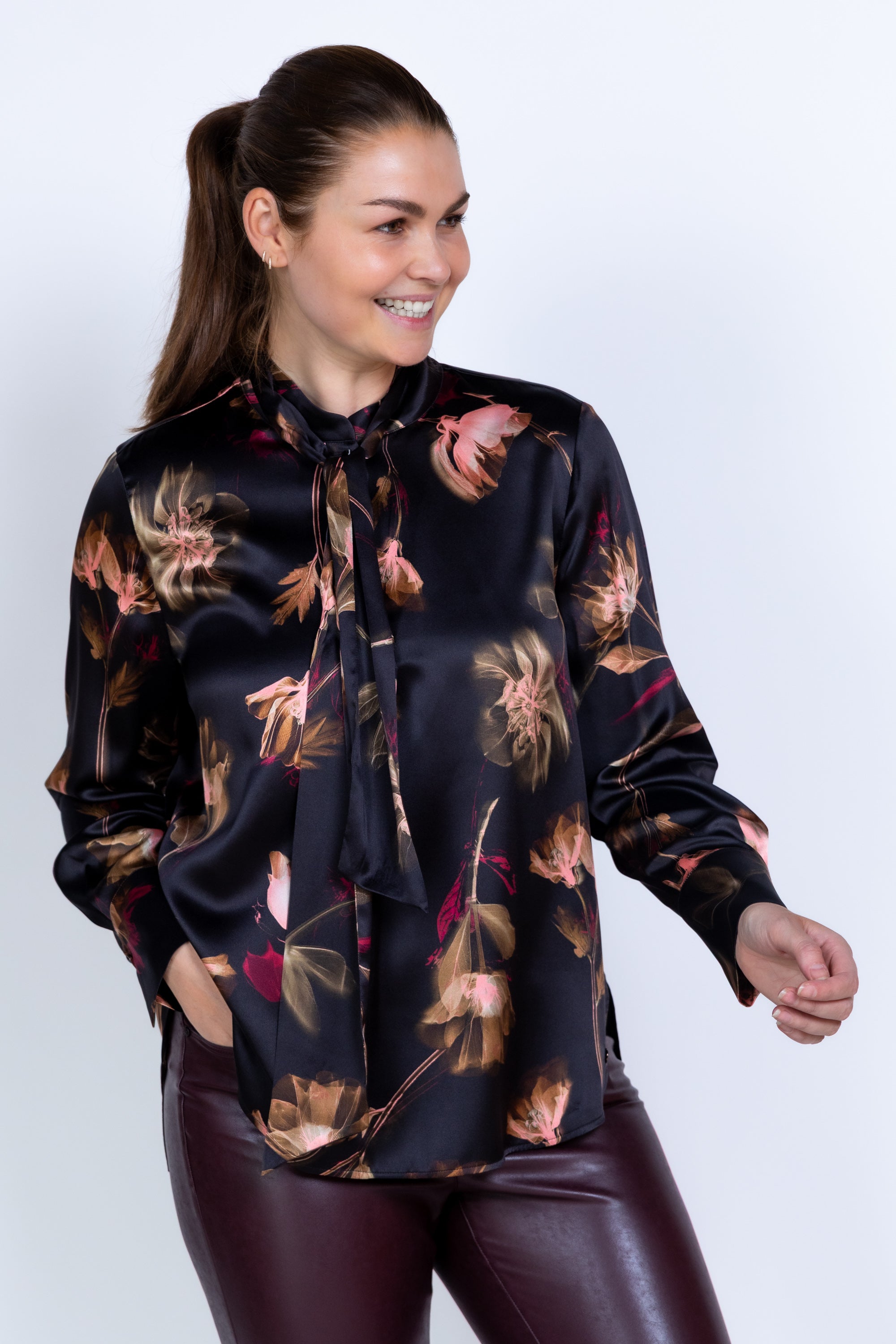 Blouse met strik - Zwart