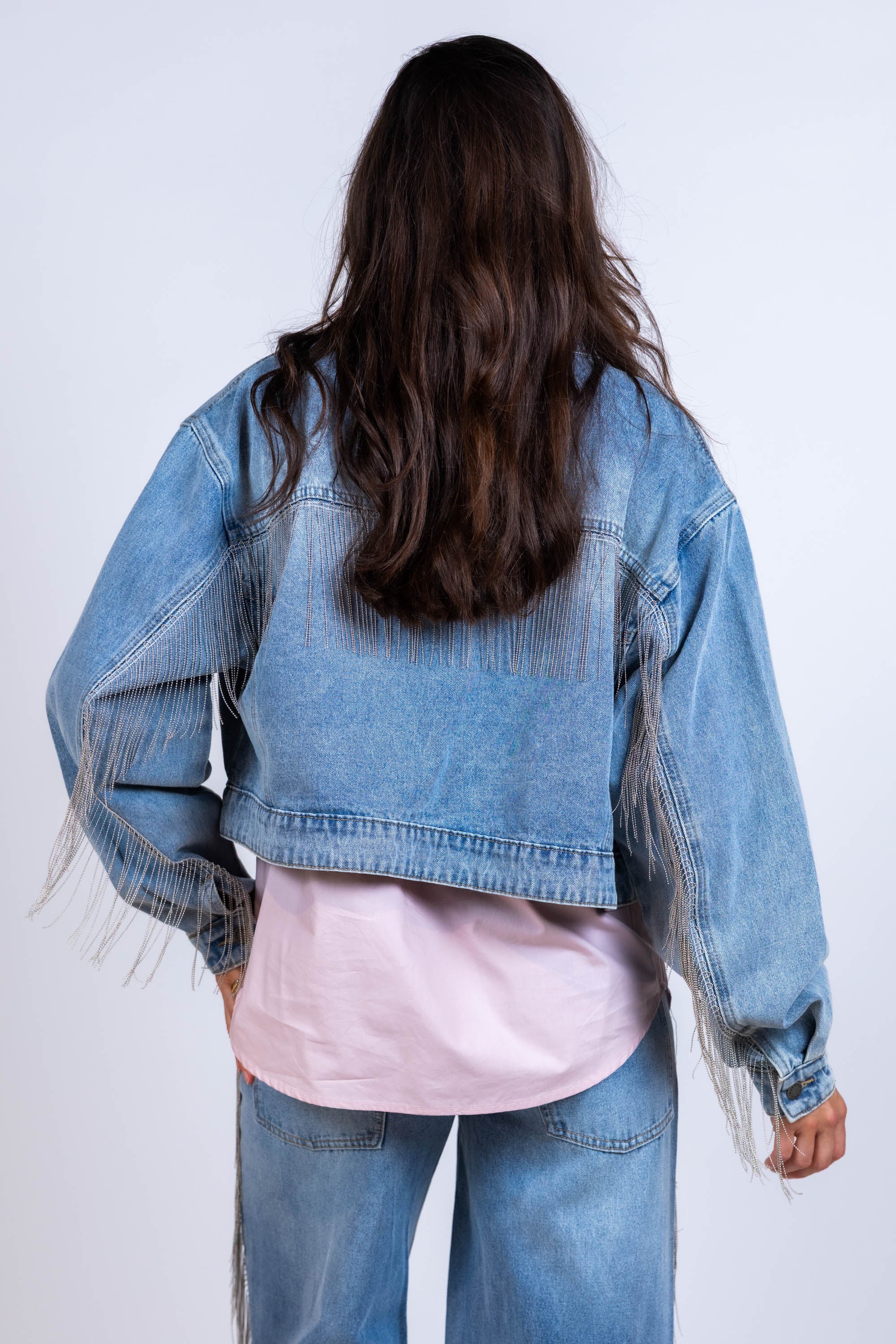 Spijkerjasje met franjes - Licht jeans