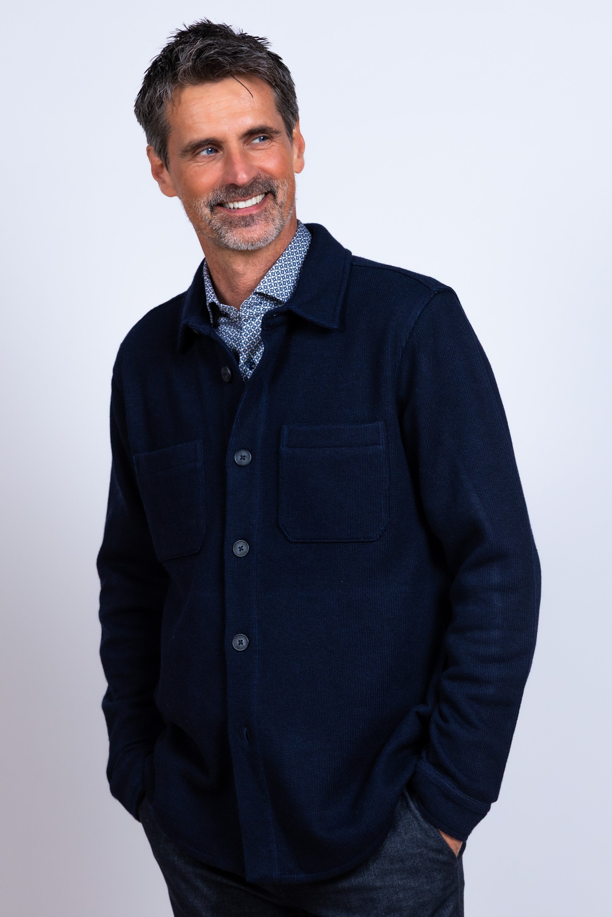 Shirt met knopen - Marine