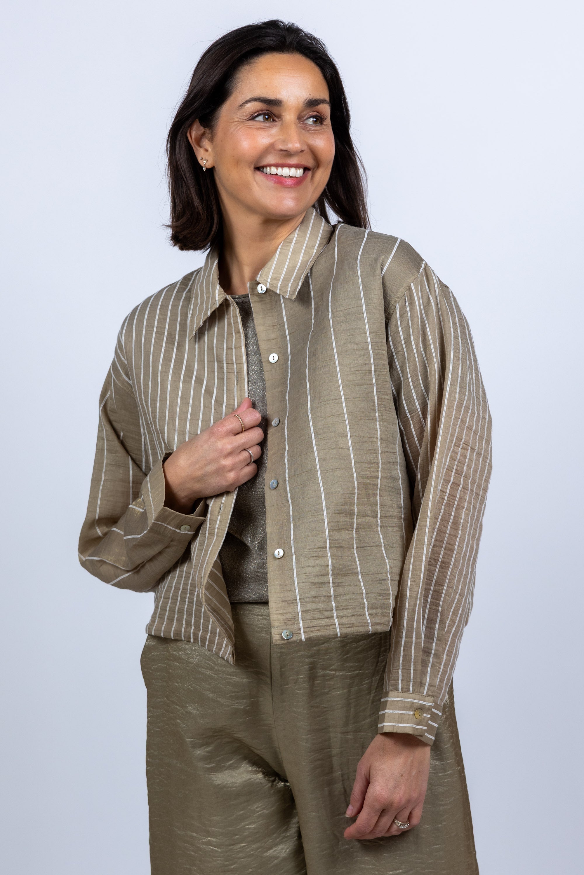 Blouse met strepen - Khaki