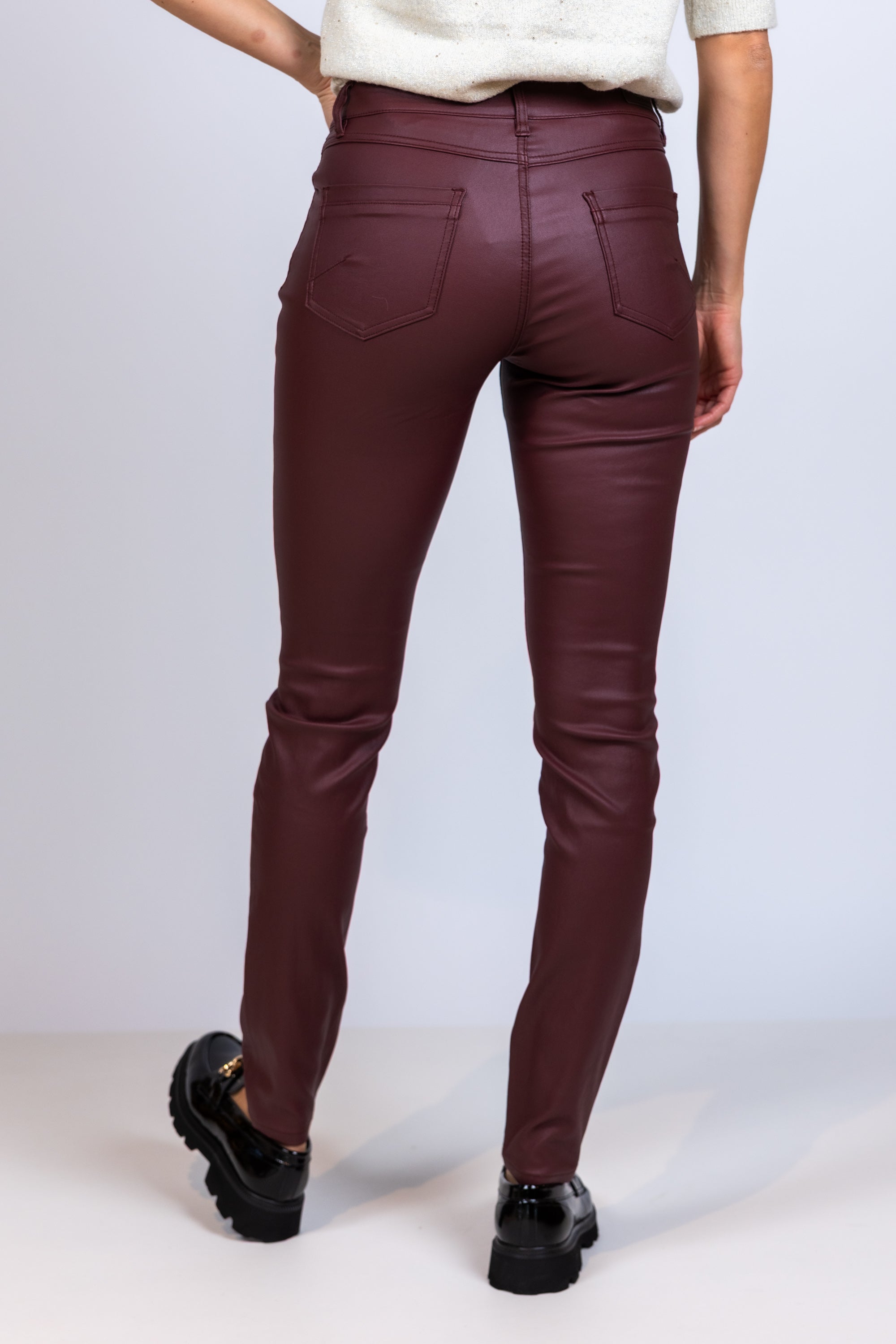 Broek met coating - Burgundy