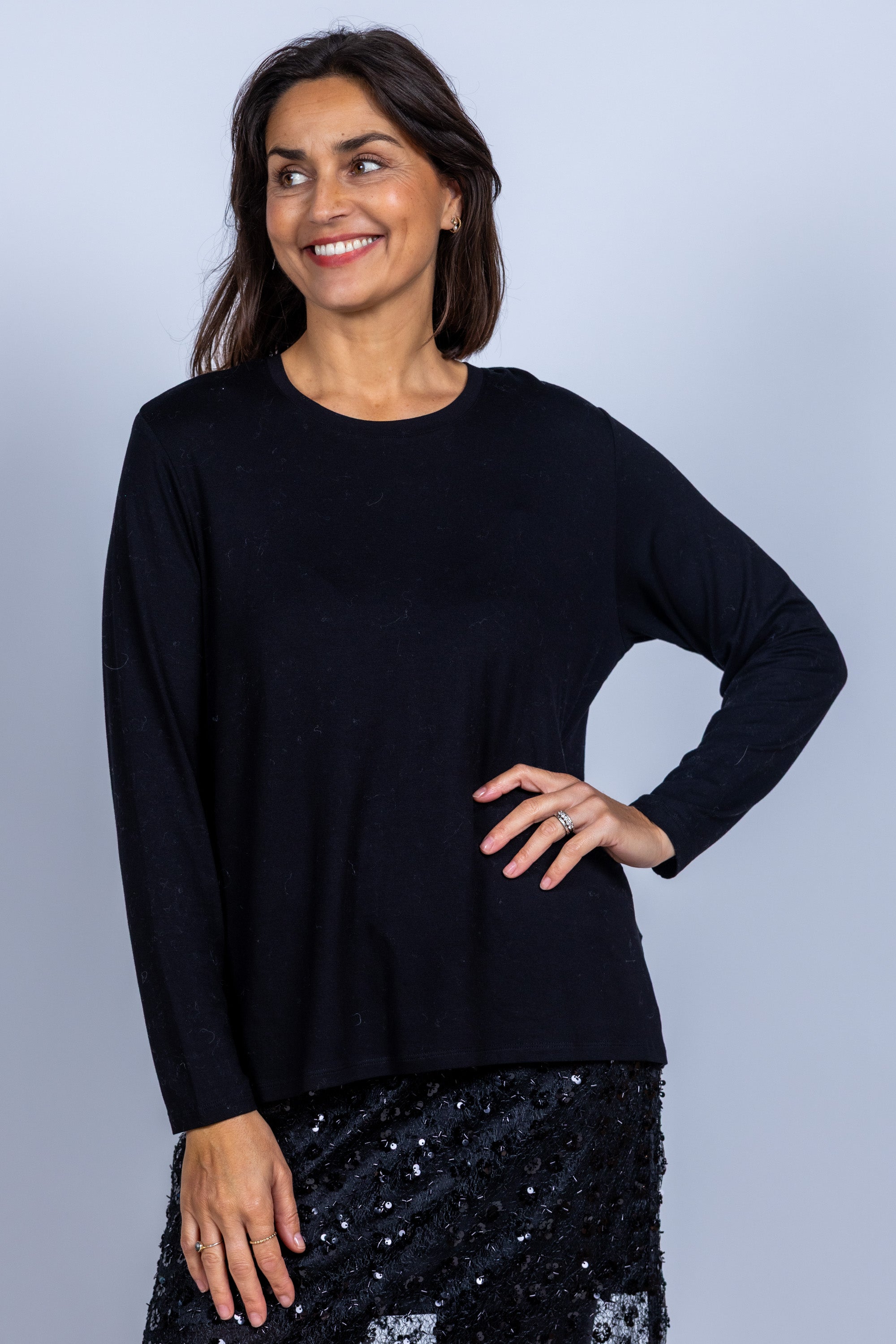 Trui met ronde hals - Zwart