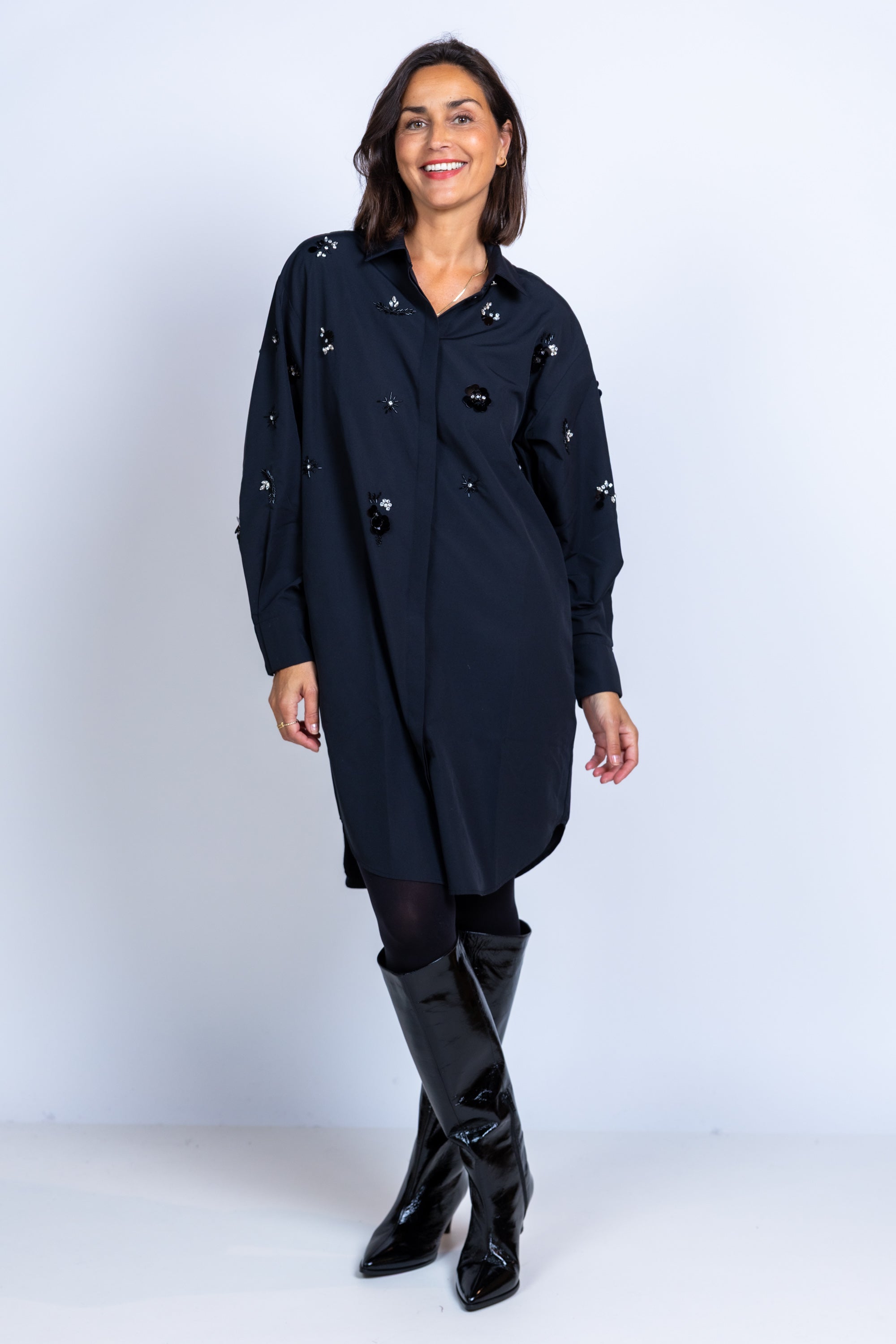 Blousejurk met pailletten - Zwart