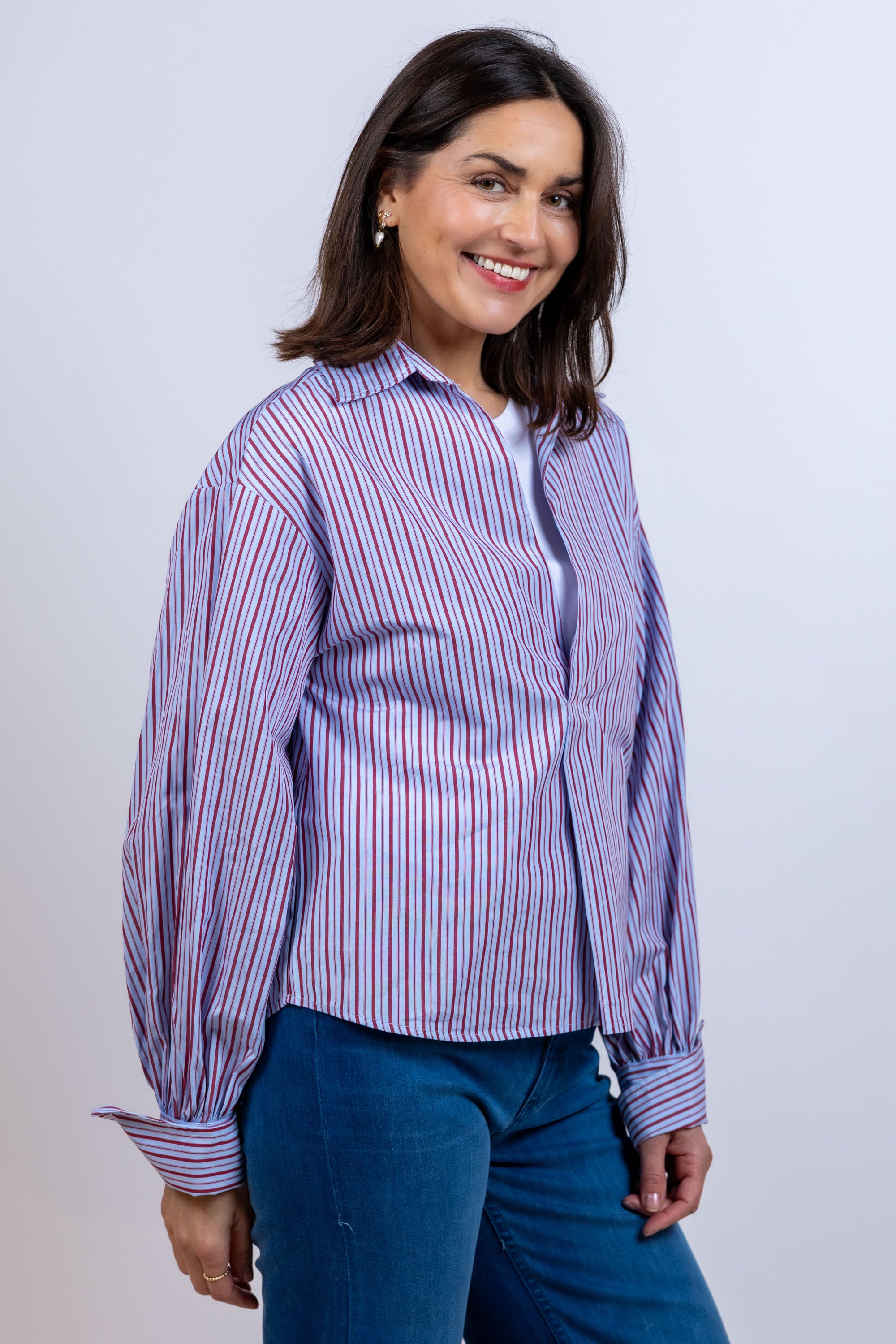 Blouse met strepen - Bleu