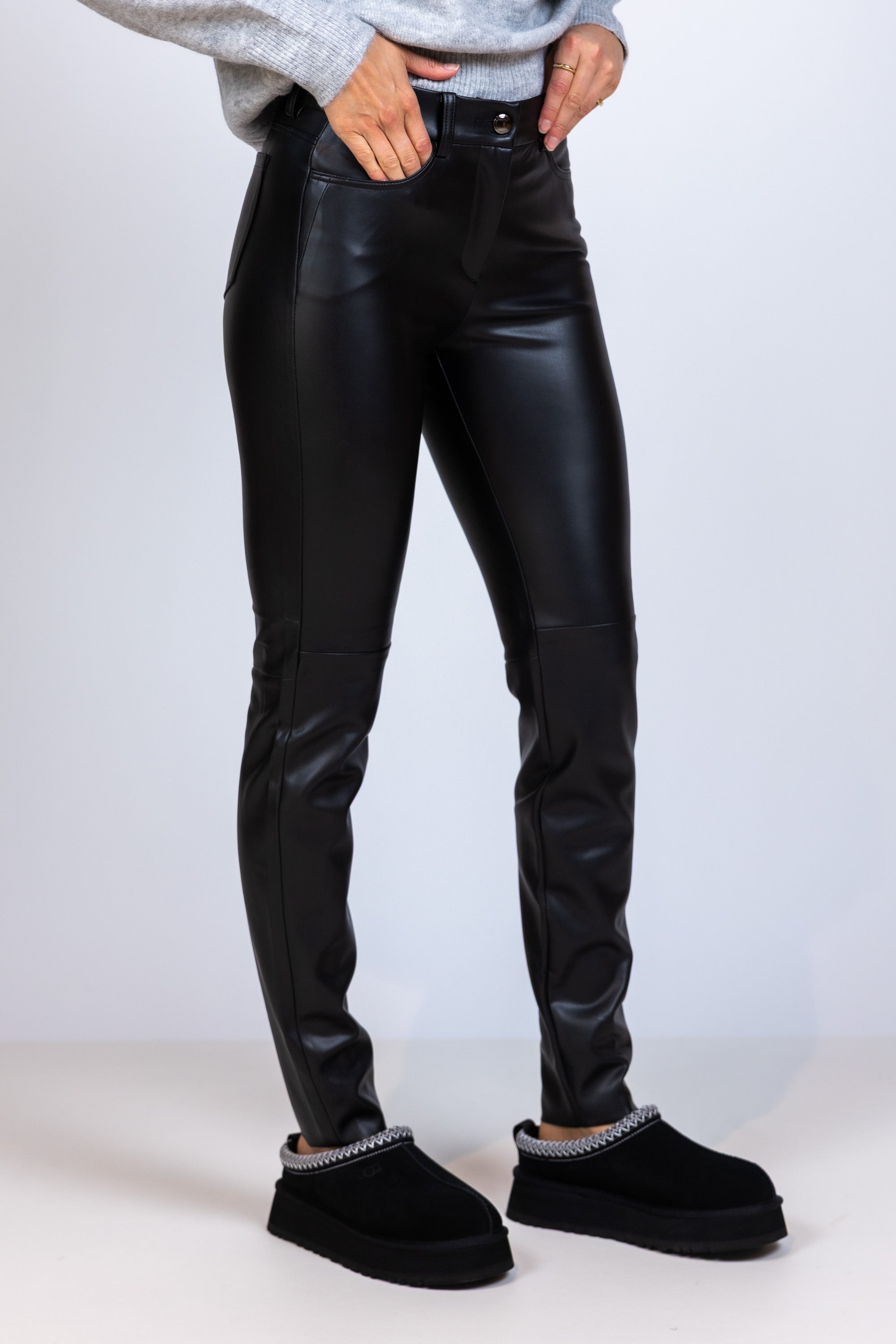 Broek van imitatieleer - Zwart