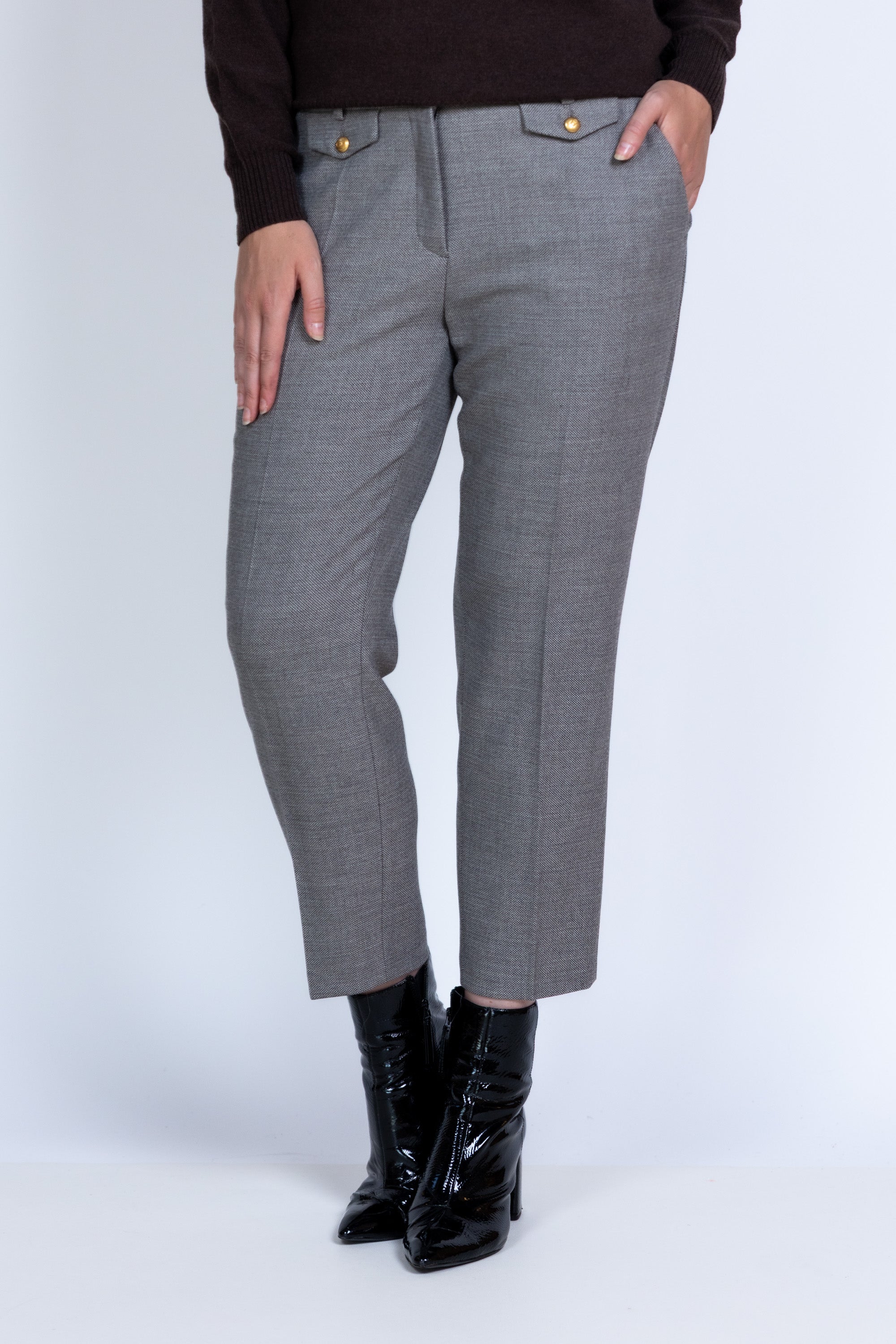Broek met knoopzakken - Grijs/groen