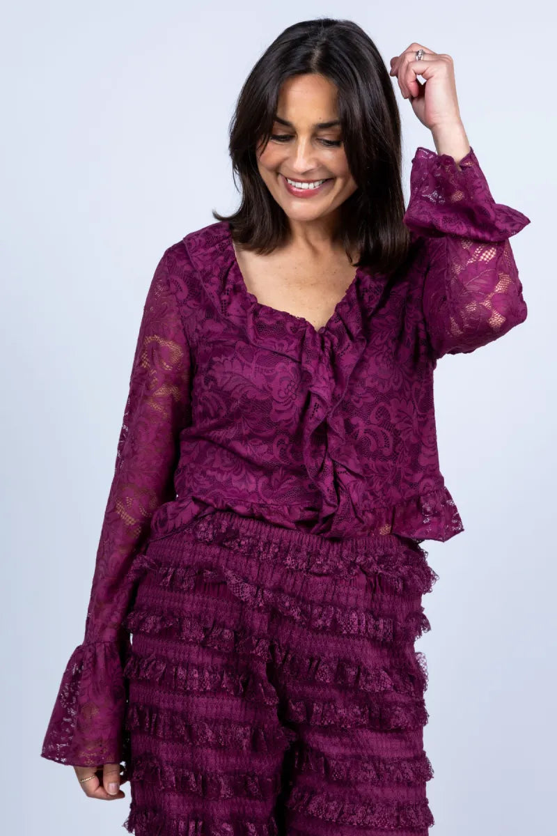 HARPER & YVE Blouse met kant - Burgundy