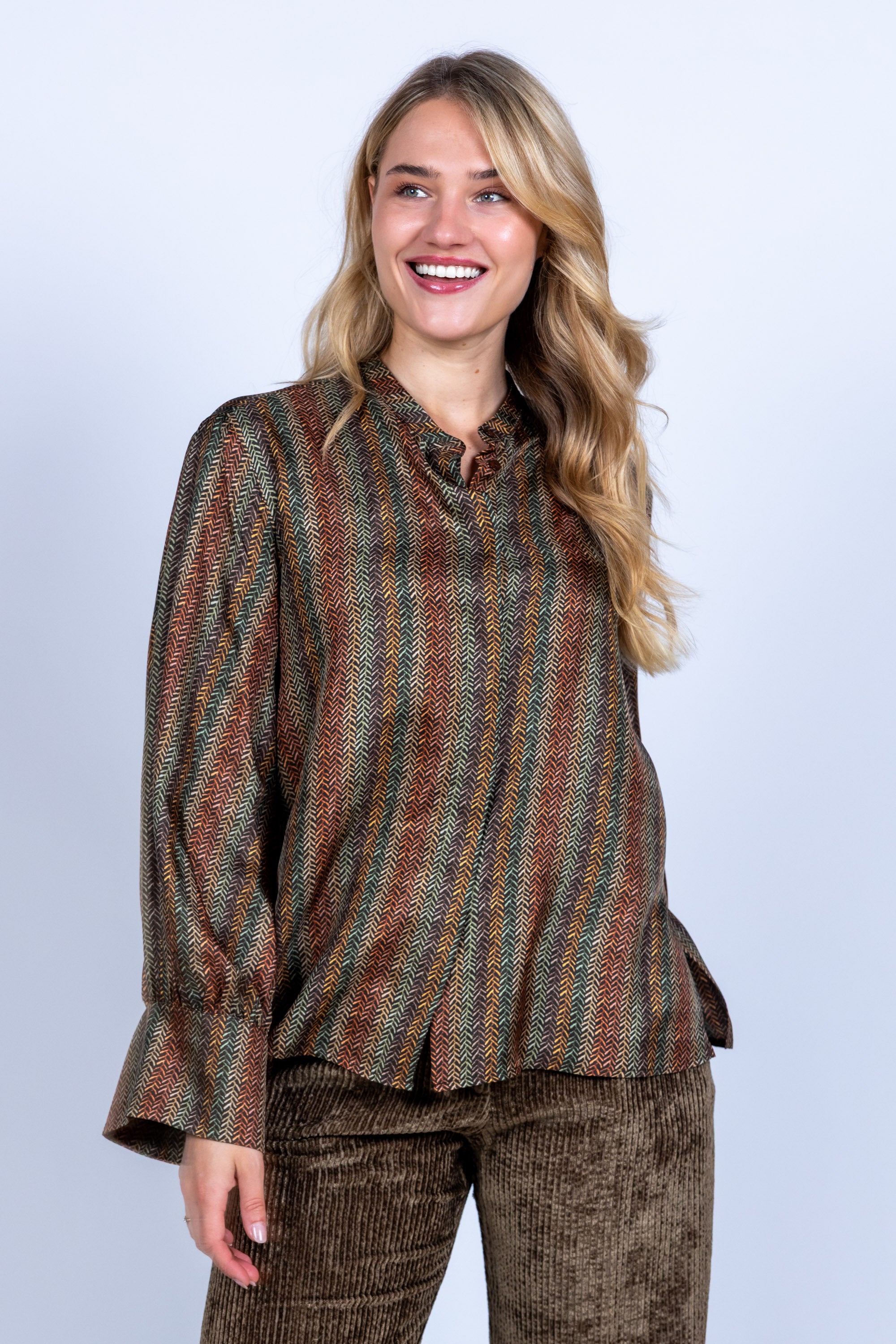 Blouse met patroon - Olijfgroen