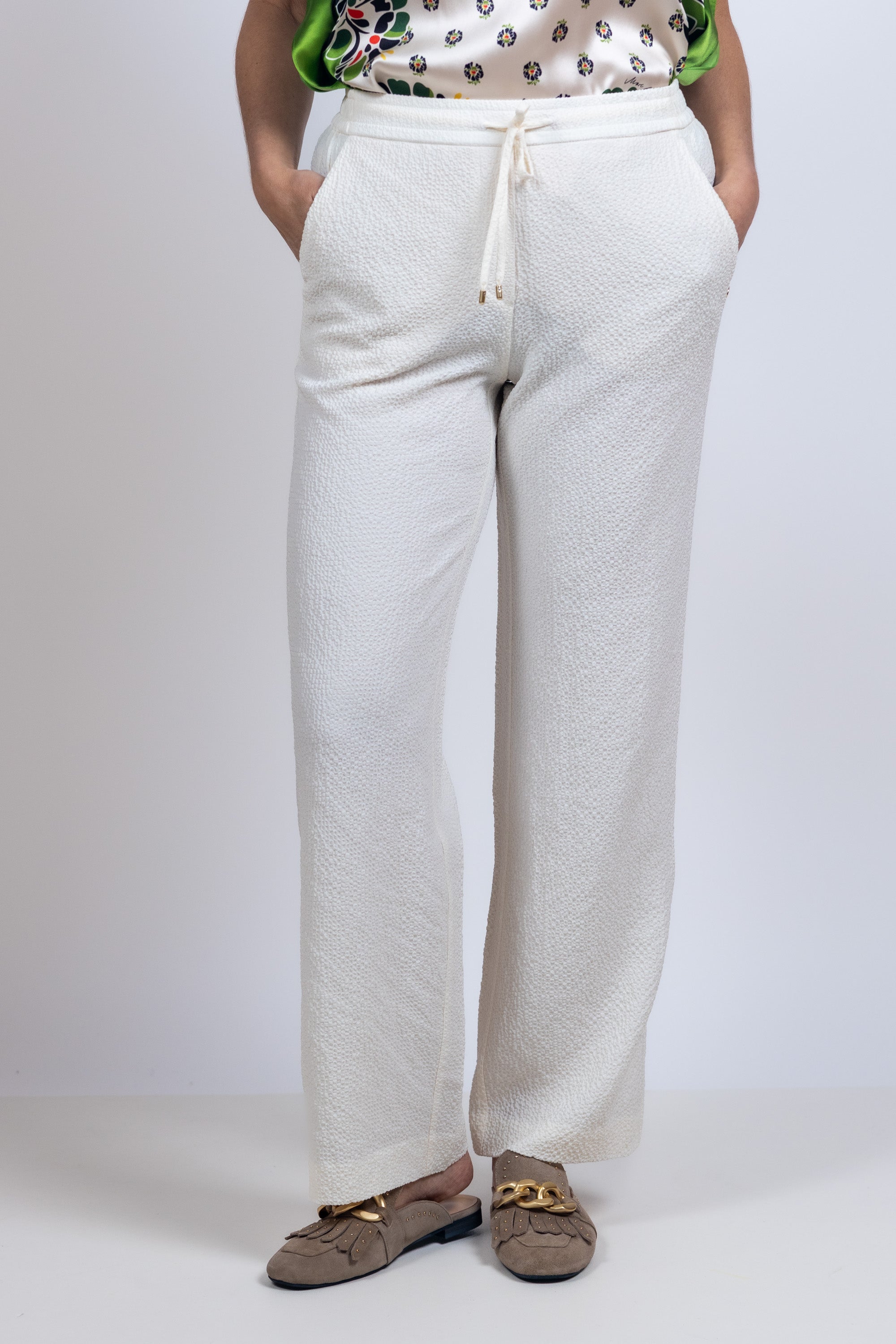 Broek met rechte pijpen - Ecru