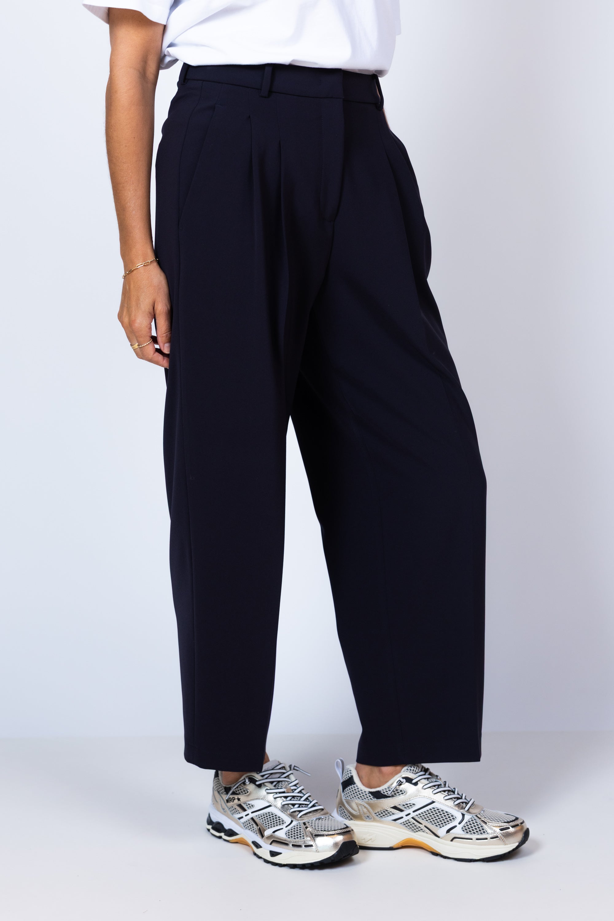 Broek met plooien - Marine