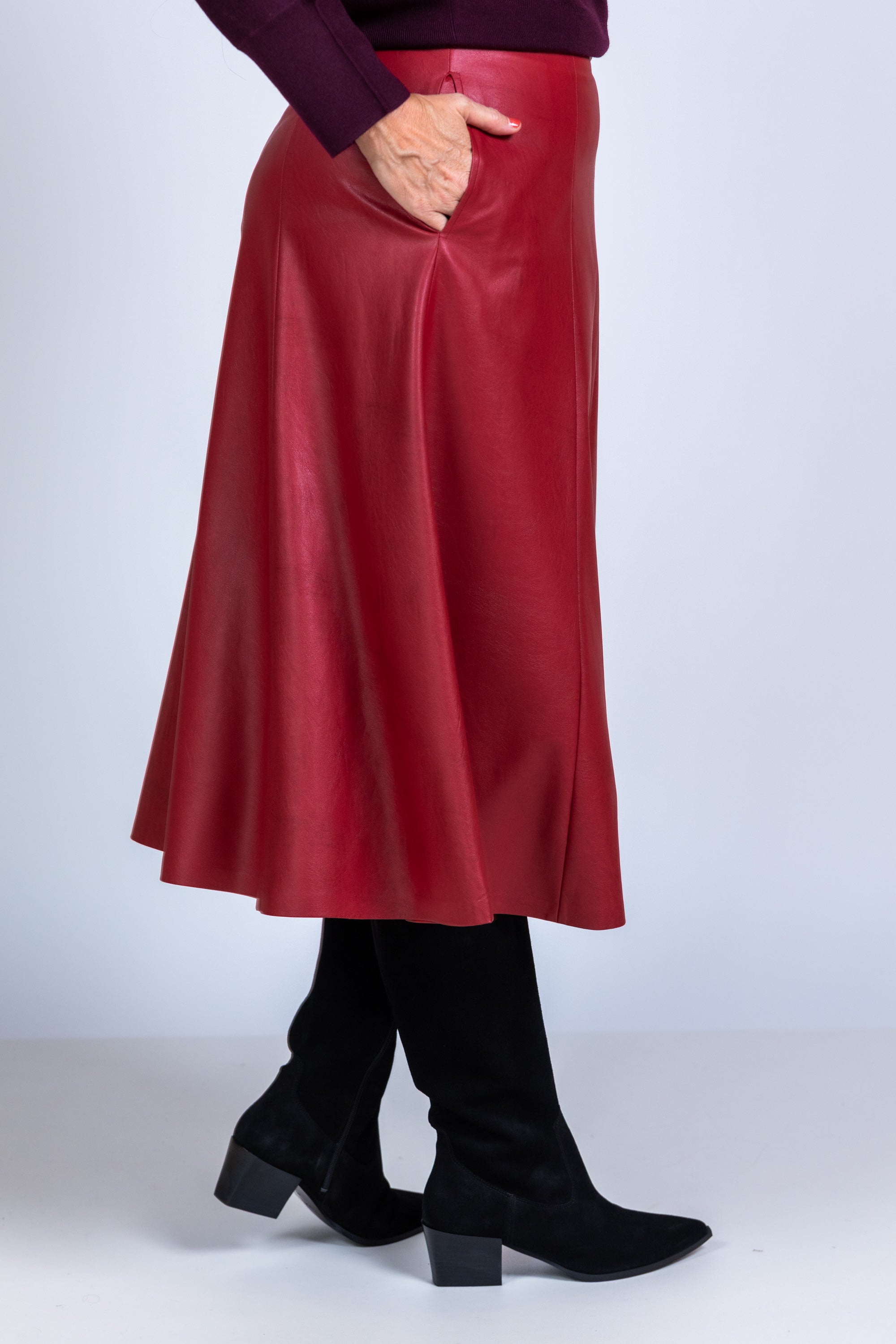 Rok met plooi - Donkerrood