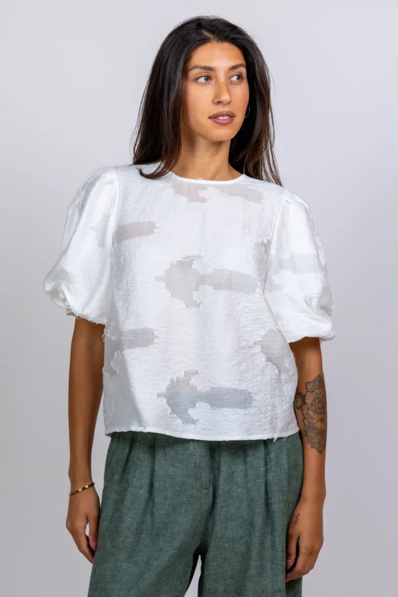 MOSS CPH Blouse met pofmouwen - Ecru