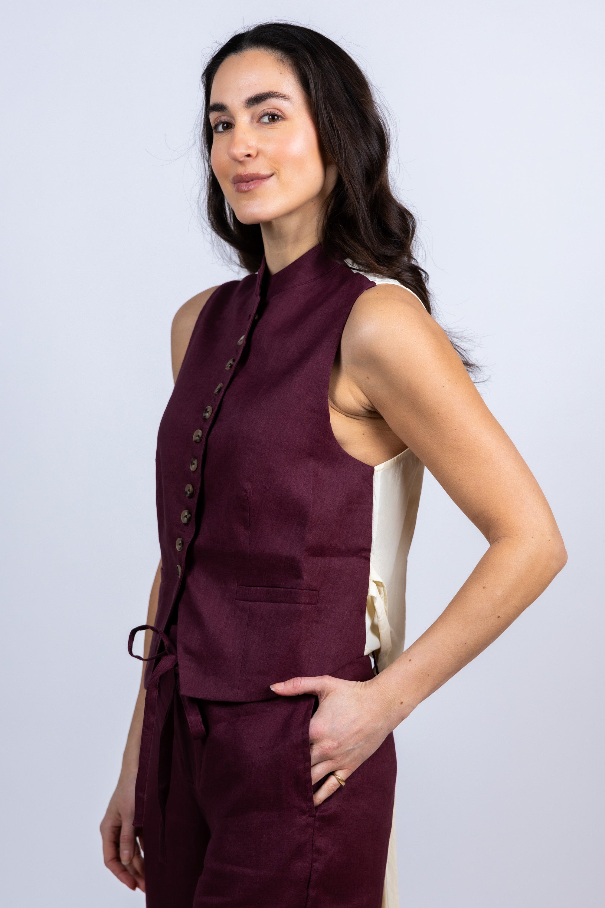 Gilet met knopen - Burgundy