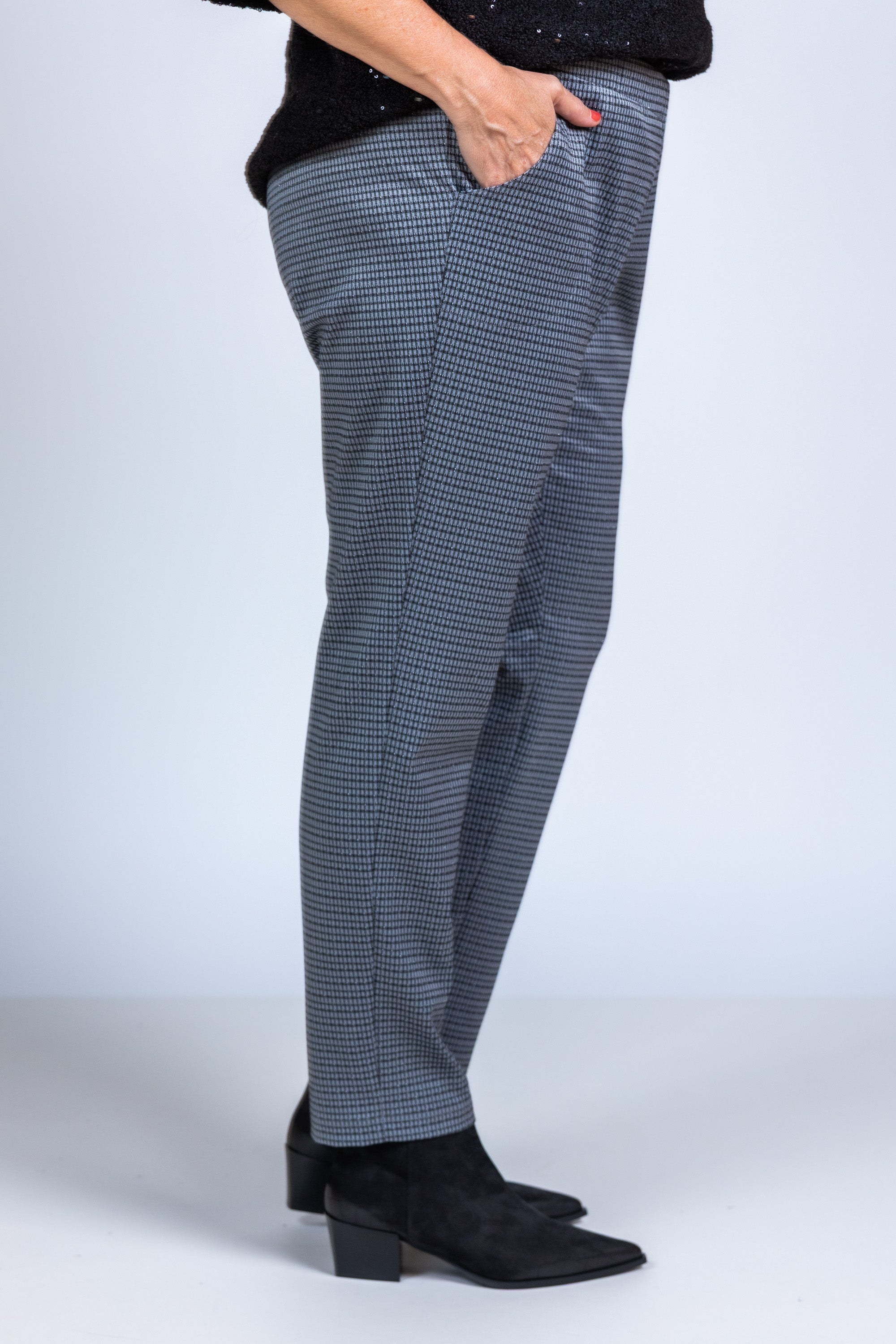 Broek met ruitdessin - Middengrijs