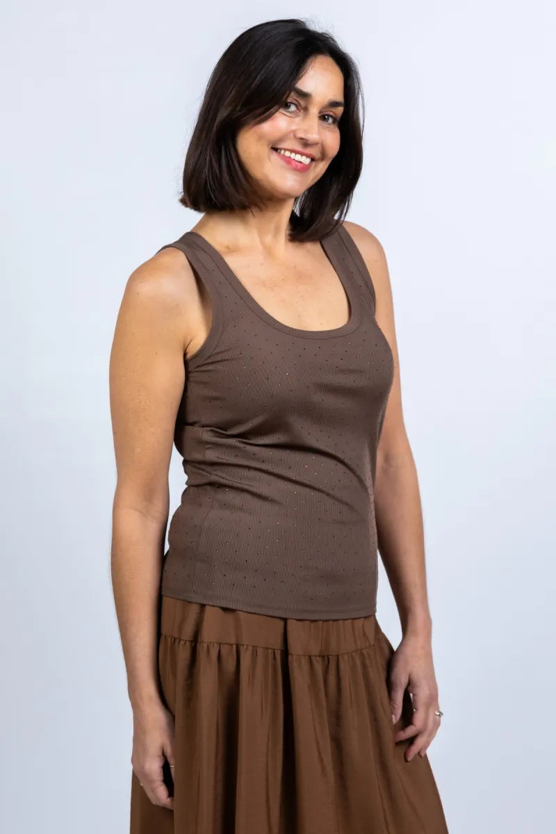 MARELLA MARELLA ORATA BLING Top met strass steentjes - Bruin
