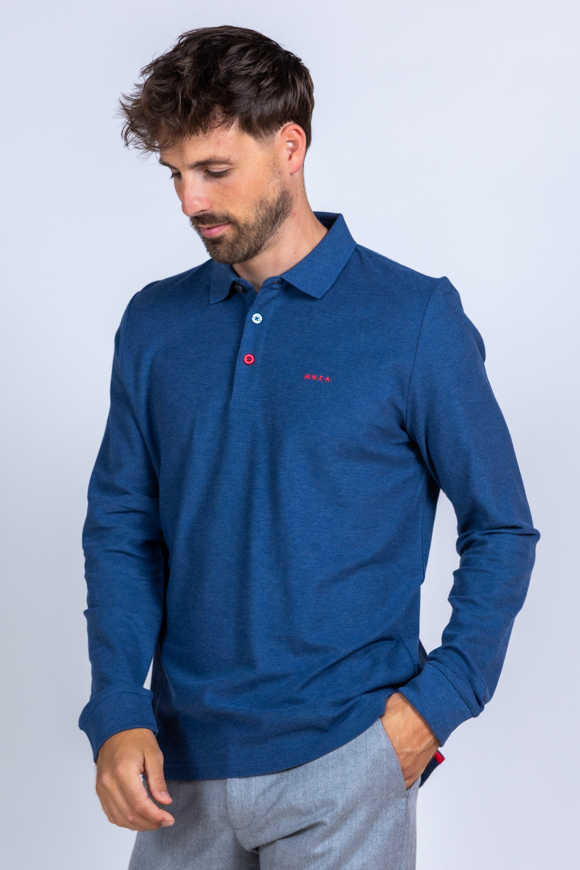 Polo met knopen - Marine