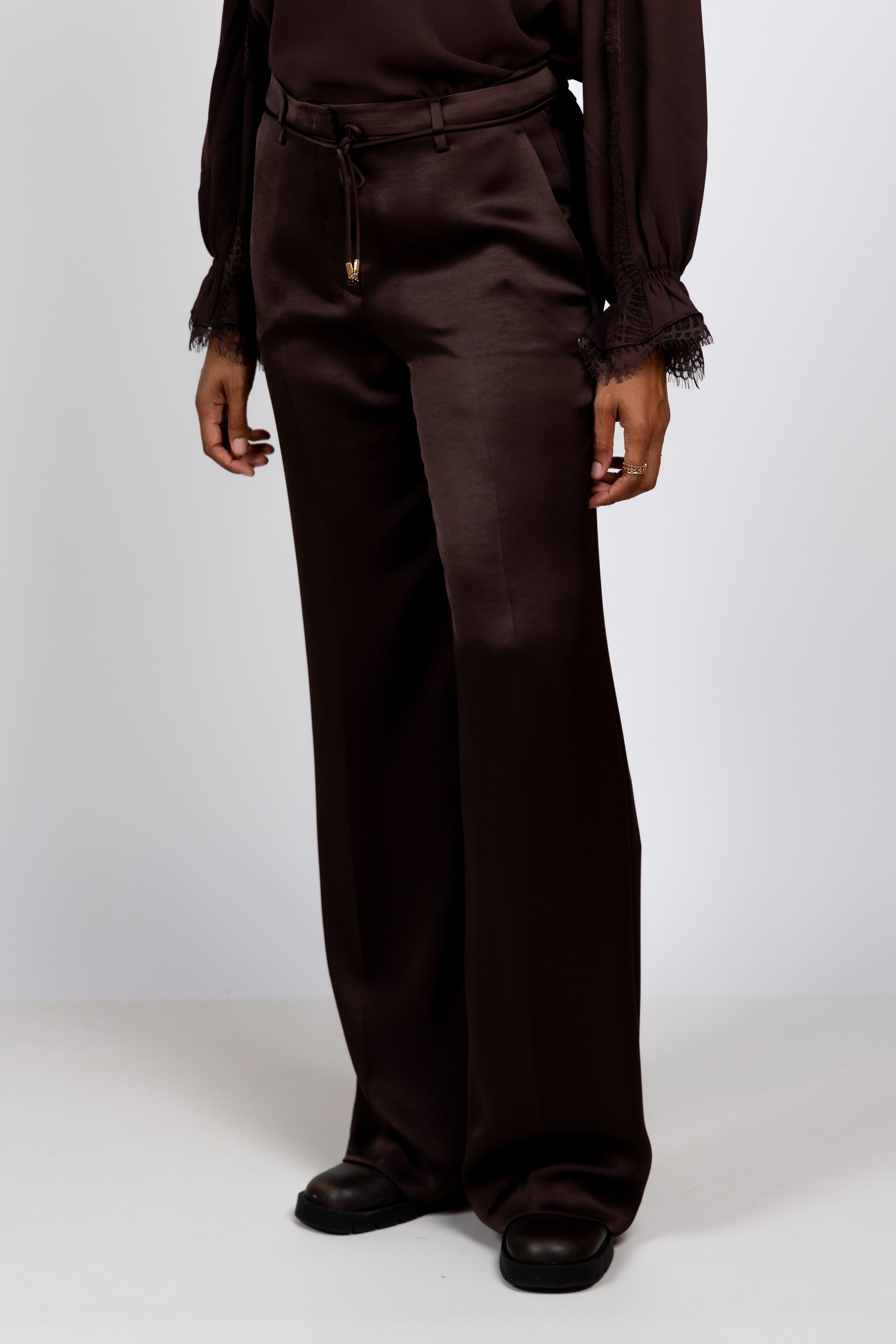 Pantalon met koordje - Bruin