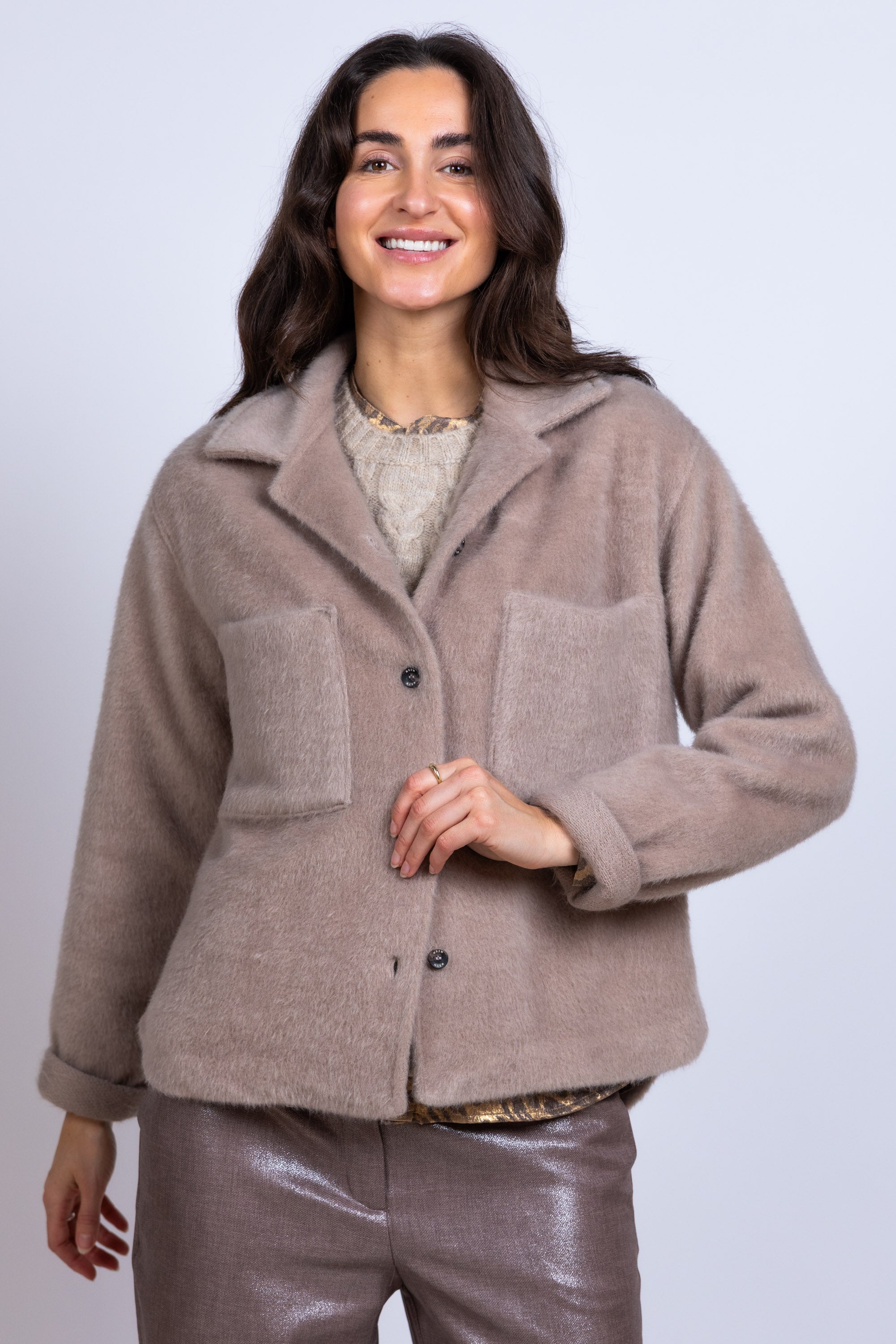 Jasje met knopen - Taupe