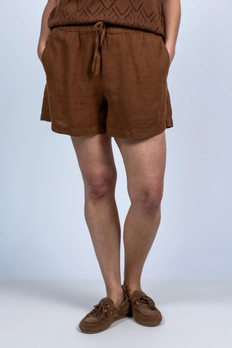BELLAMY GALLERY BELLAMY GALLERY BG211-02 mio Short met strikceintuur - Cognac