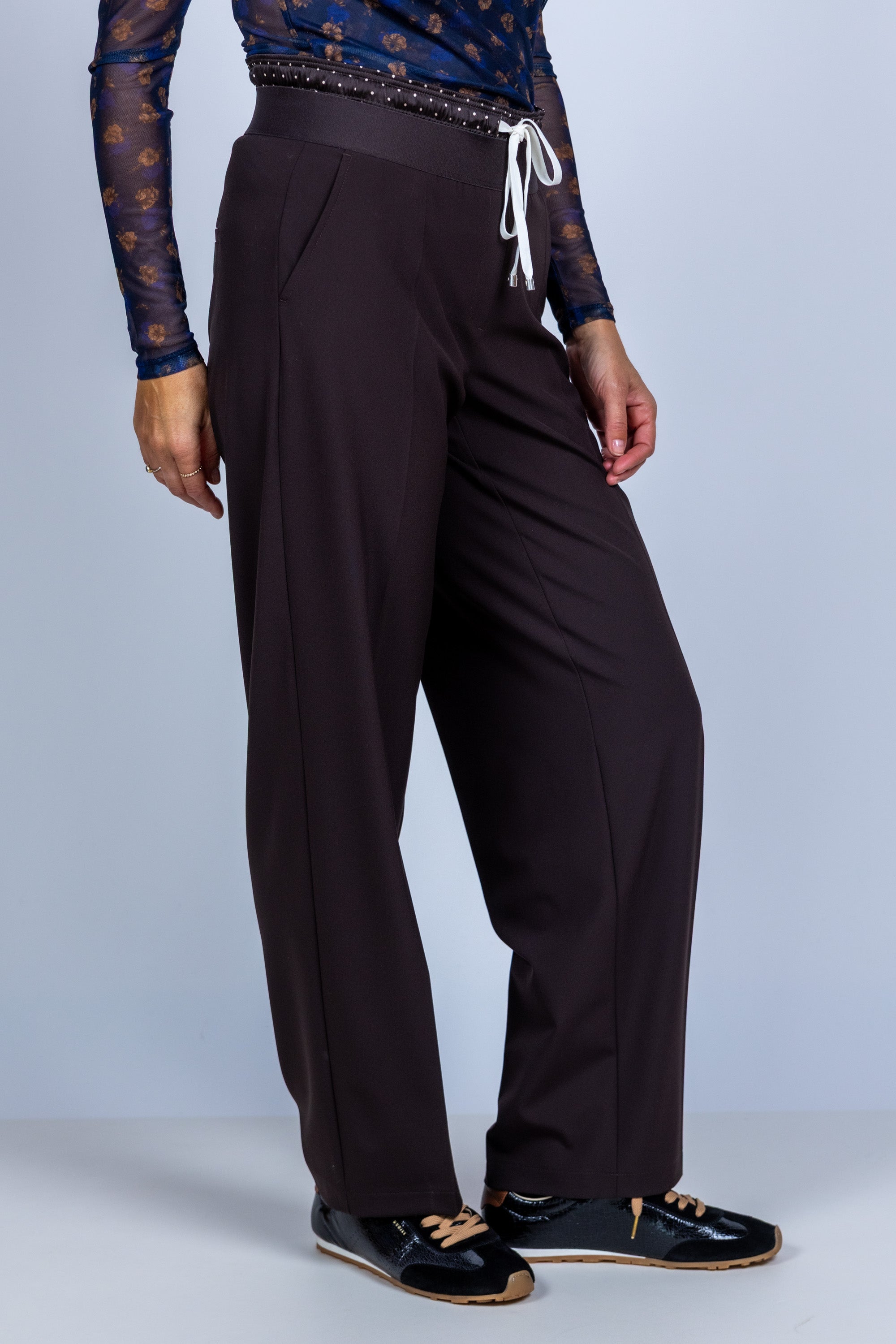 Broek met elastische taille - Bruin