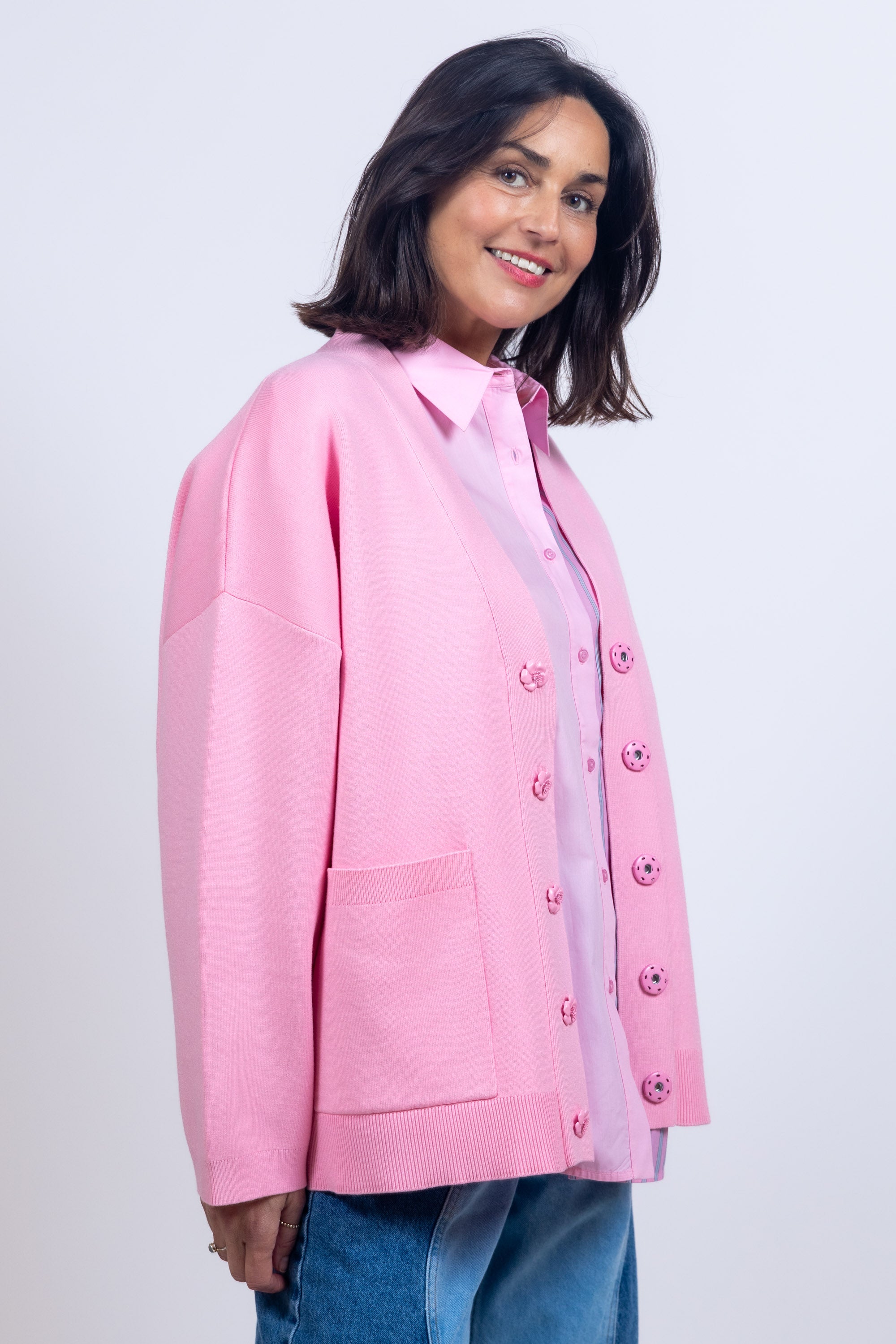 Vest met knopen - Roze