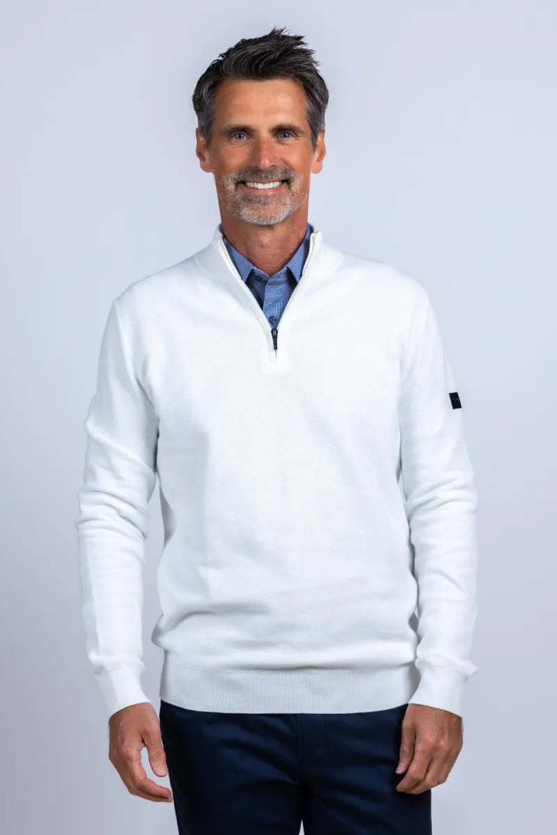 CAVALLARO HEREN CAVALLARO HEREN 118261000 Trui met halve rits - Ecru