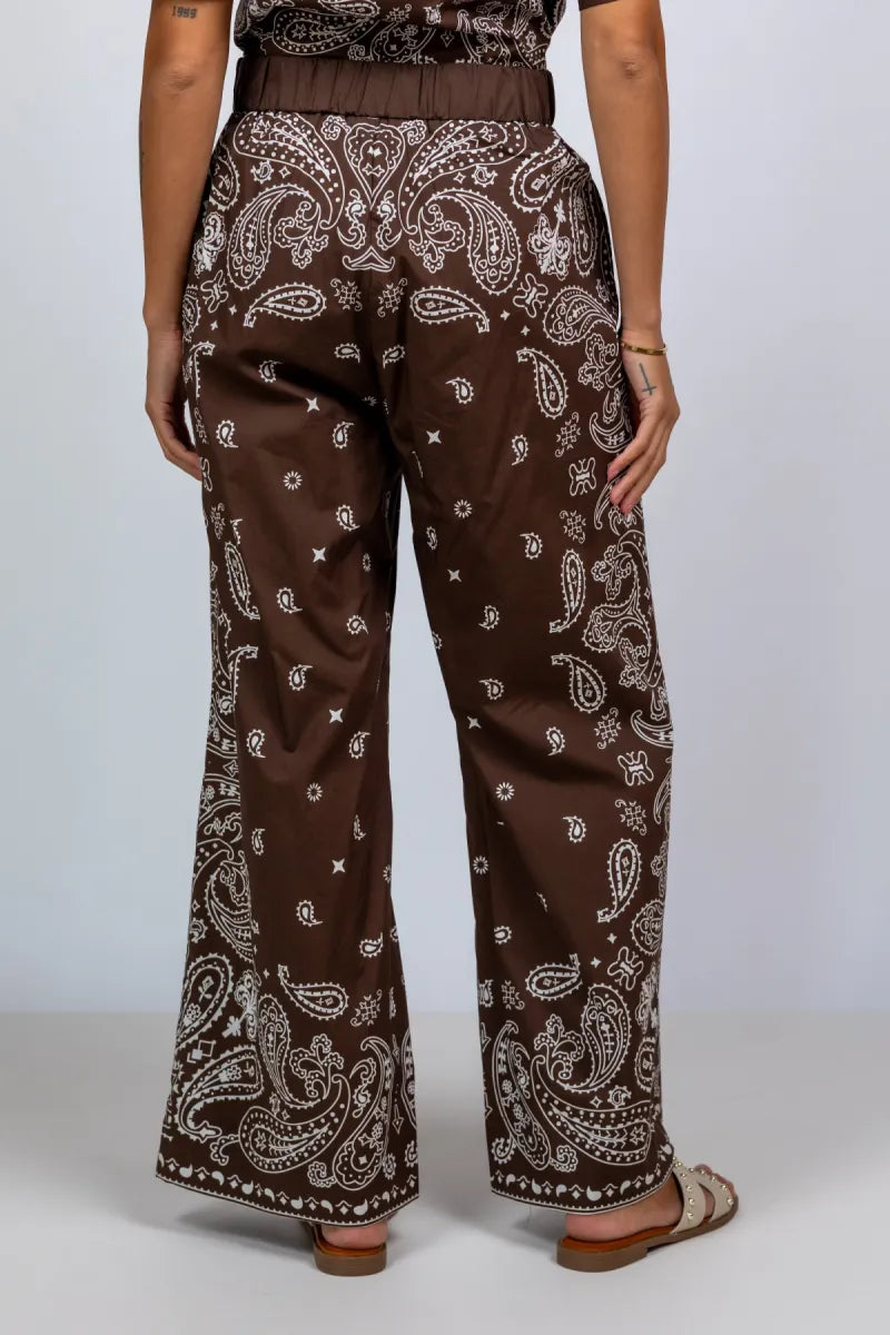 SUNCOO SUNCOO JESSY Wijde broek met print - Bruin