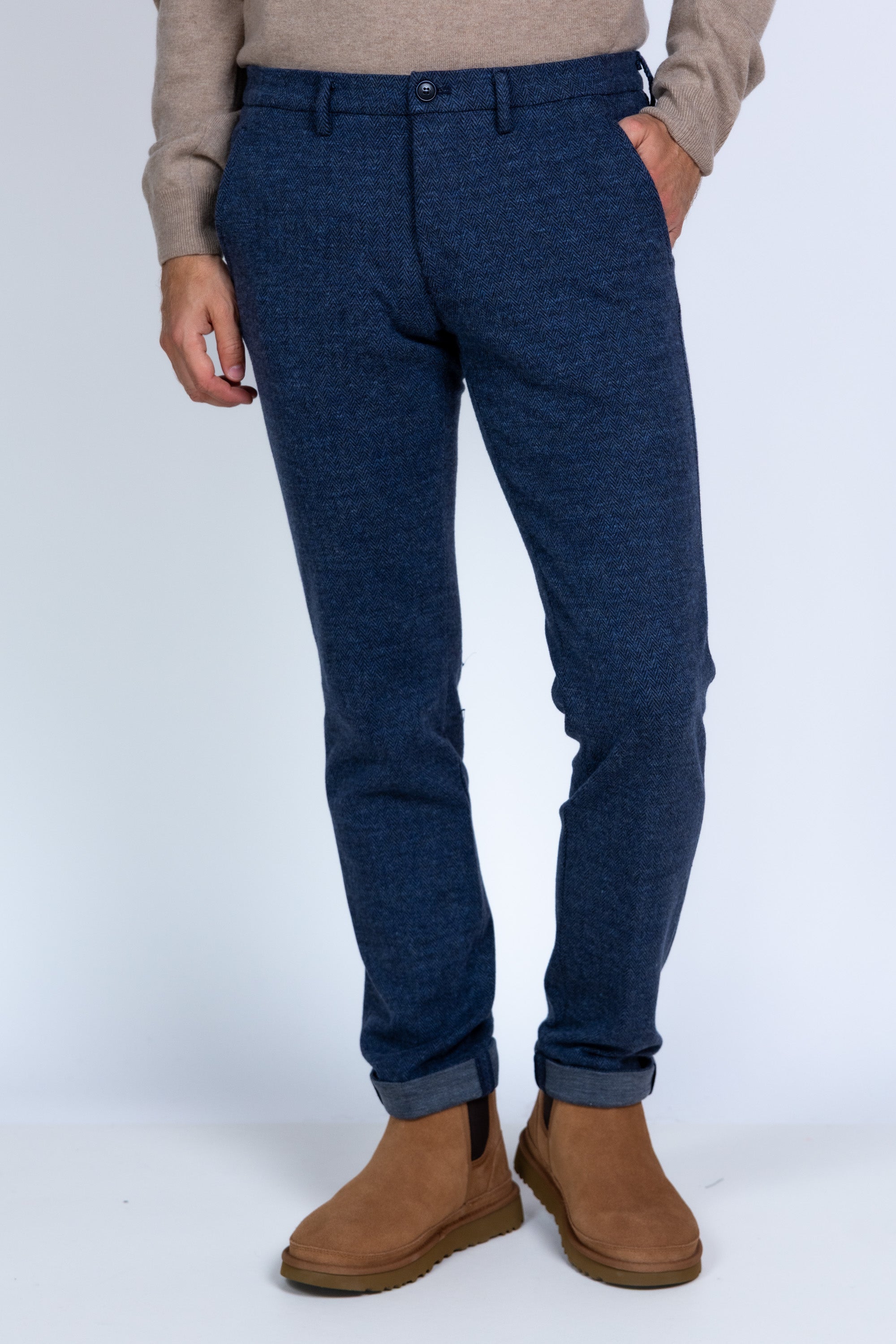 Chino met structuur - French blue