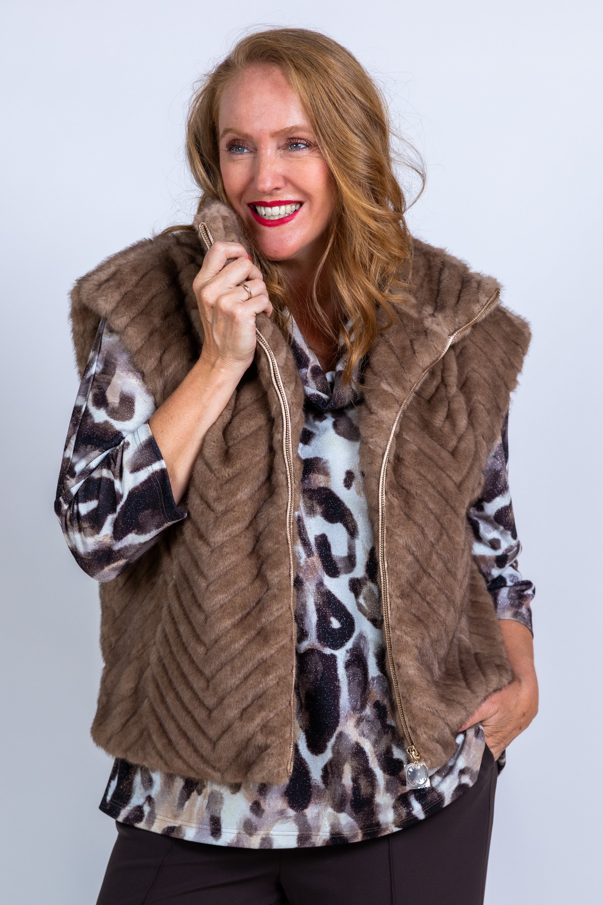 Gilet met rits - Taupe