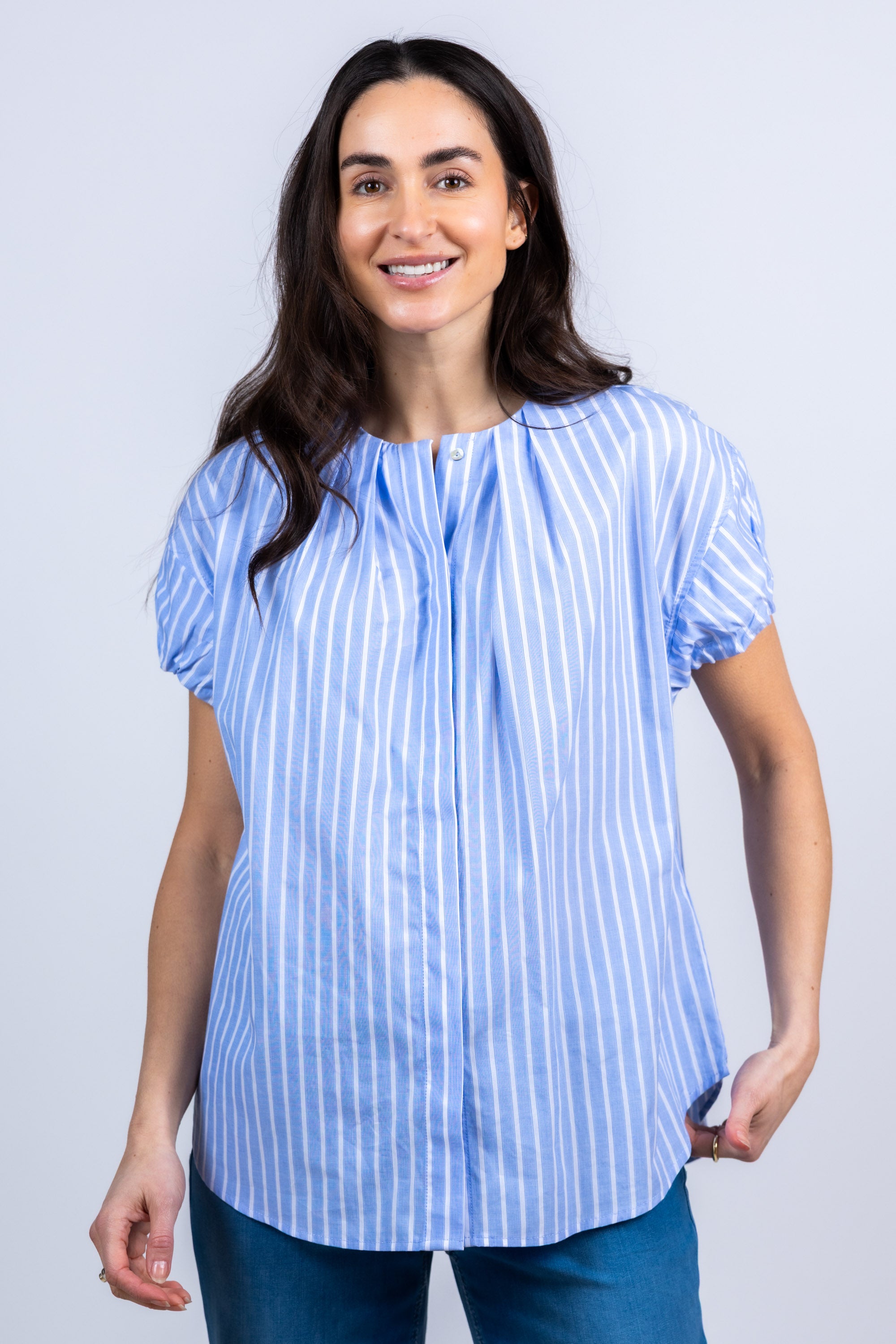 Blouse met strepen - Bleu