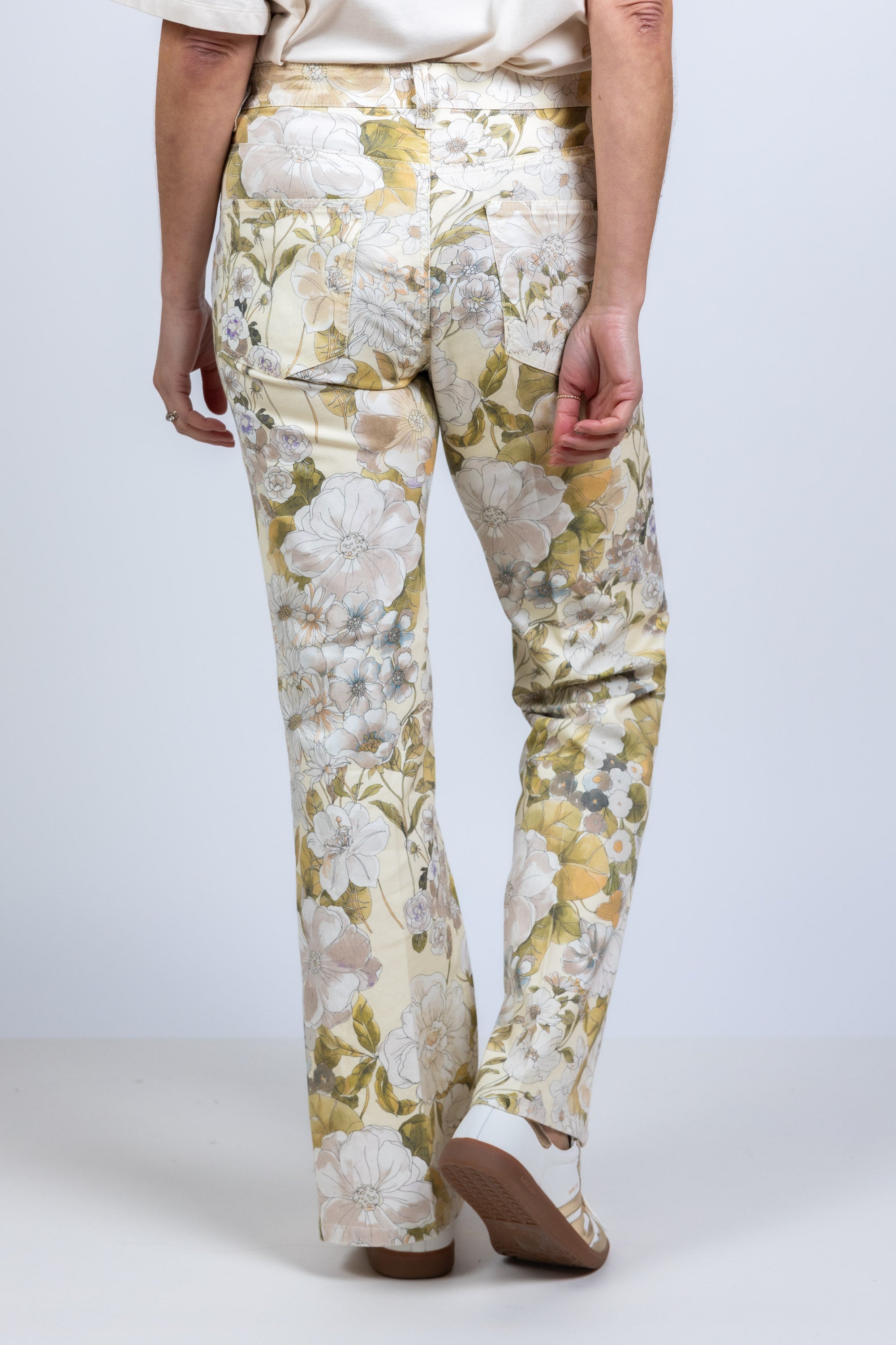 Broek met bloemenprint - Khaki